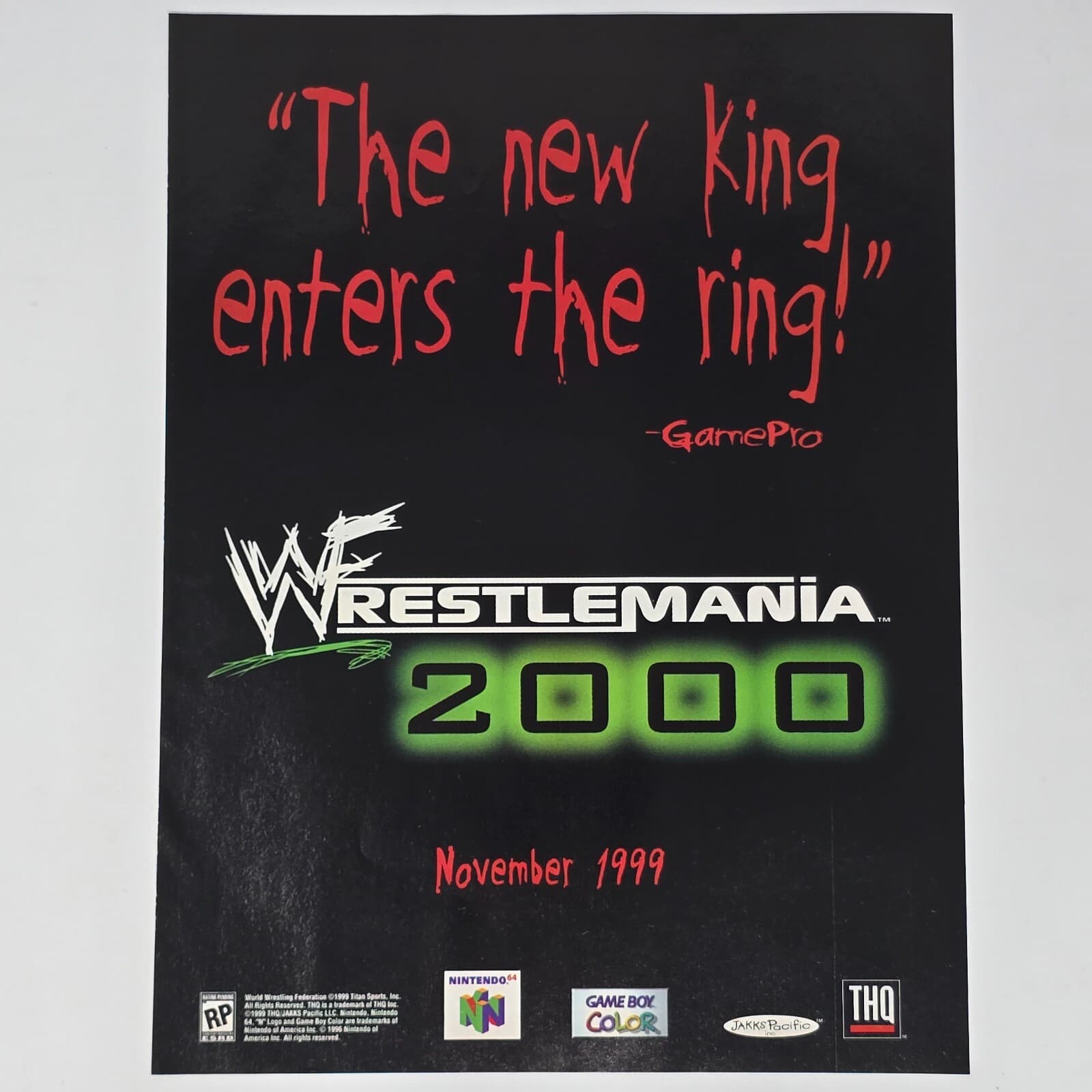 WWF Wrestlemania 2000 N64 GameBoy Color King Print Ad/Poster Official Promo Art