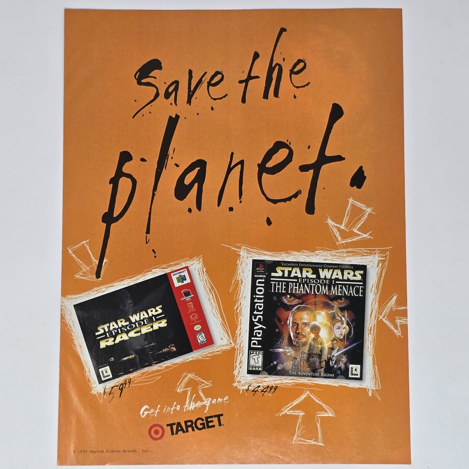 Star Wars Episode I 1 N64 PS1 Target Save the Planet Print Ad/Poster Promo Art