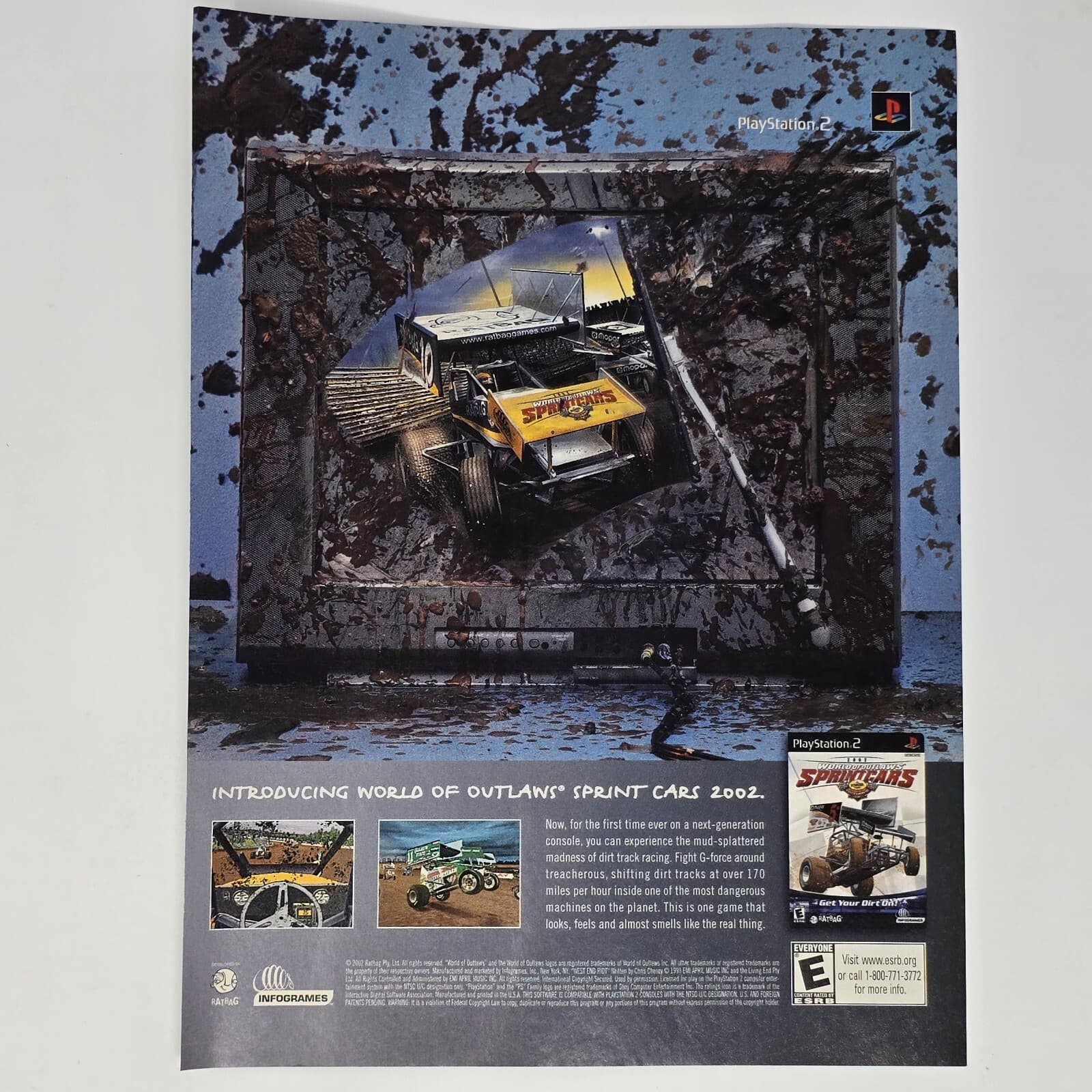 World of Outlaws Sprint Cars 2002 PS2 Intro Print Ad/Poster Official Promo Art