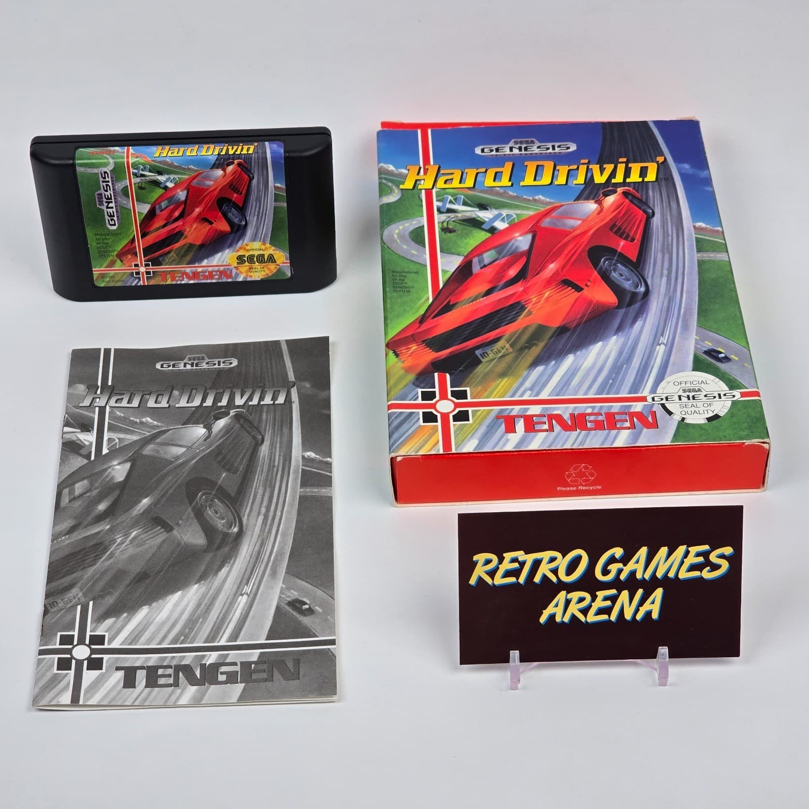 Hard Drivin (Sega Genesis) Cardboard CIB COMPLETE