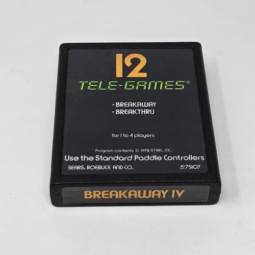 Breakaway IV 4 (Atari 2600) Sears Tele-Games Text Cartridge CLEANED & TESTED