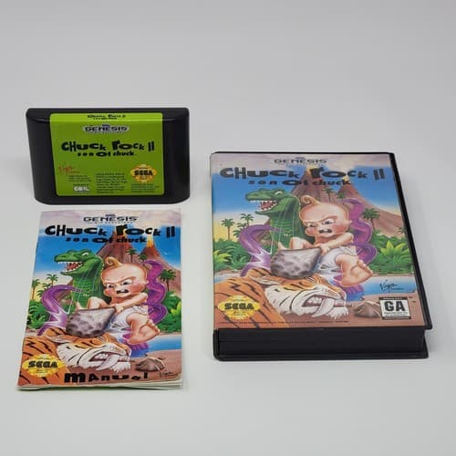 Chuck Rock II: Son of Chuck (Sega Genesis) CIB COMPLETE & TESTED