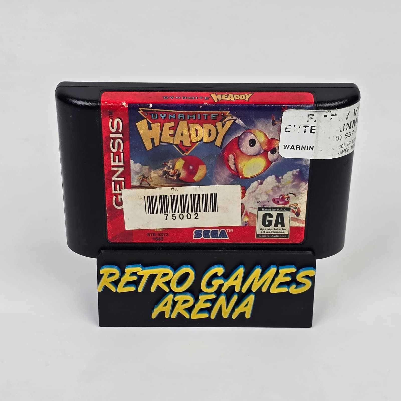 Dynamite Headdy (Sega Genesis) Cartridge CLEANED & TESTED (Stickers on Cart)