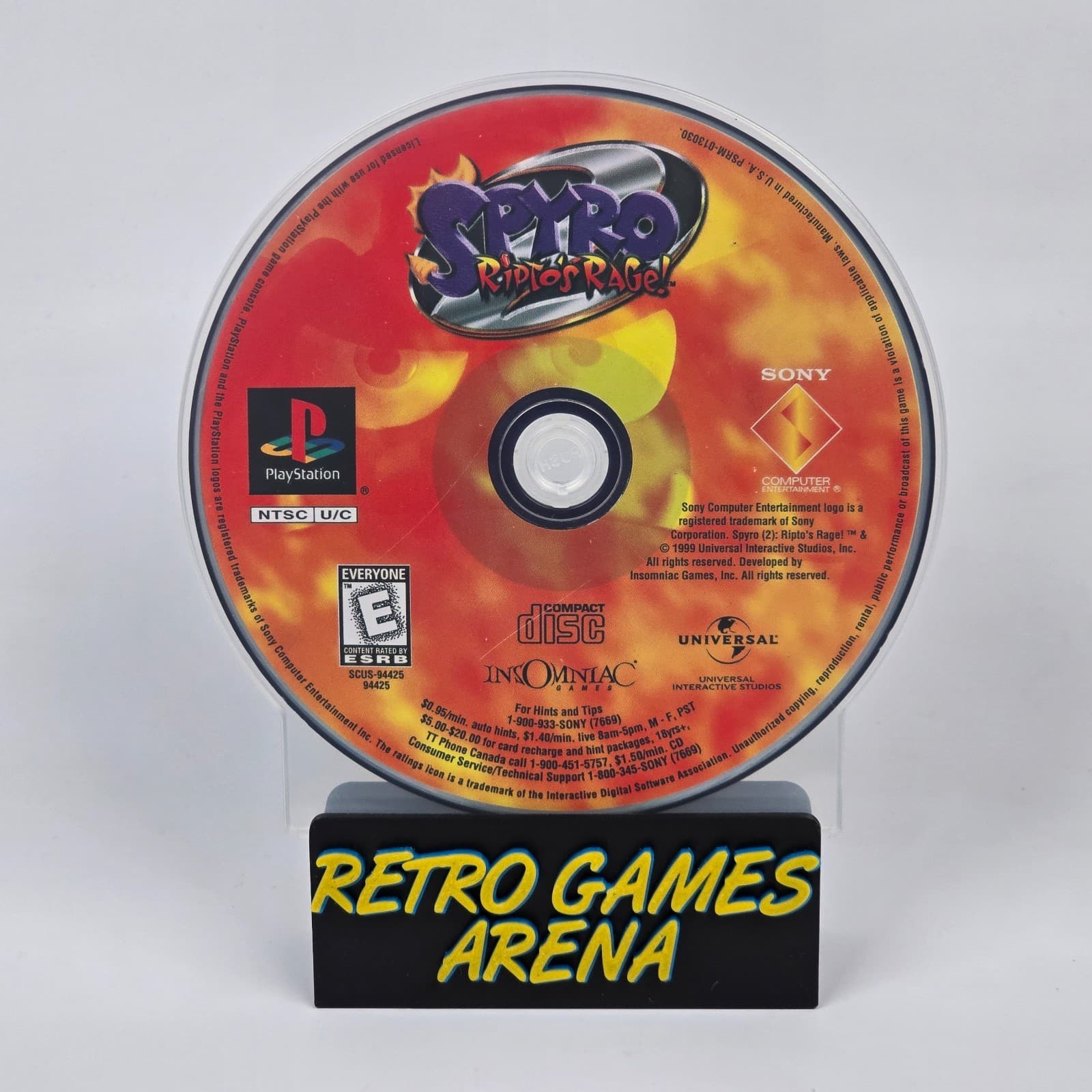 Spyro: Ripto's Rage! (PlayStation 1 PS1) Black Label Disc