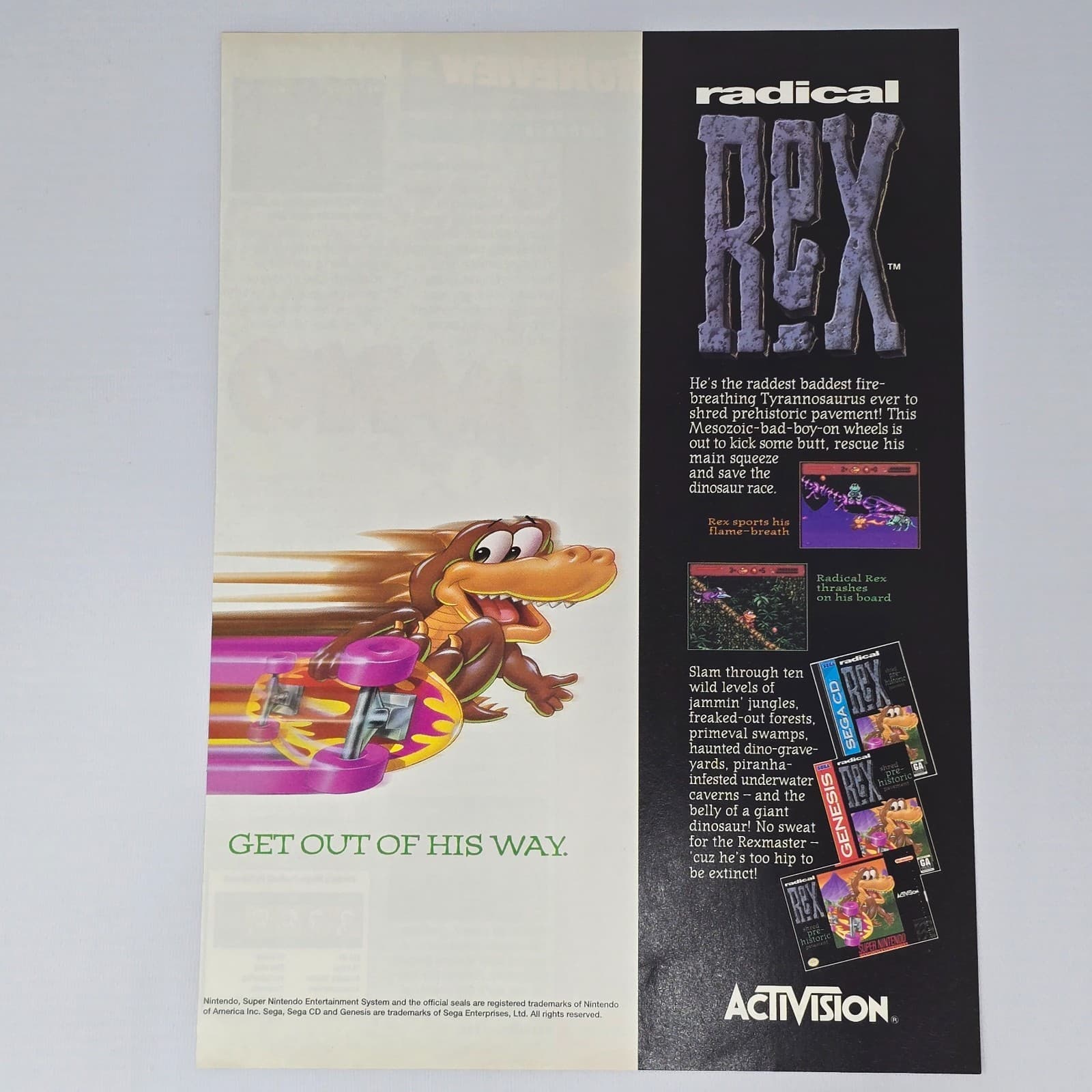 Radical Rex Sega Genesis CD Super Nintendo SNES Print Ad/Poster Promo Art