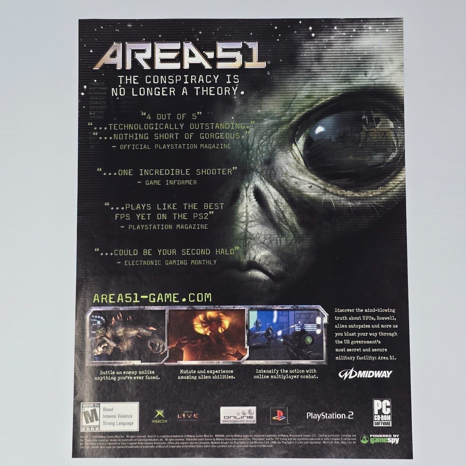 Area 51 Xbox PlayStation PS1 PS2 PC Theory Print Ad/Poster