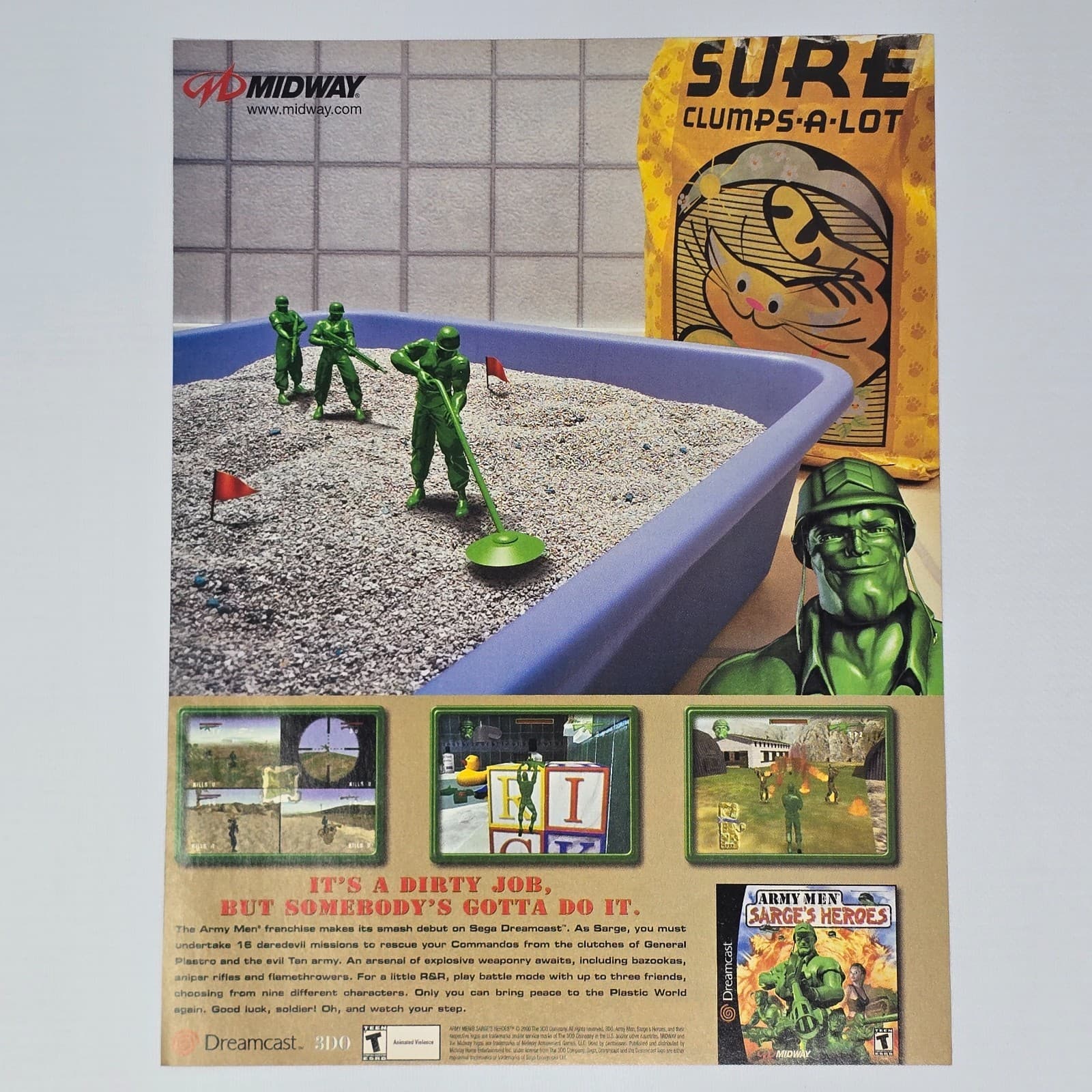 Army Men Sarge's Heroes Sega Dreamcast Dirty Job Print Ad/Poster
