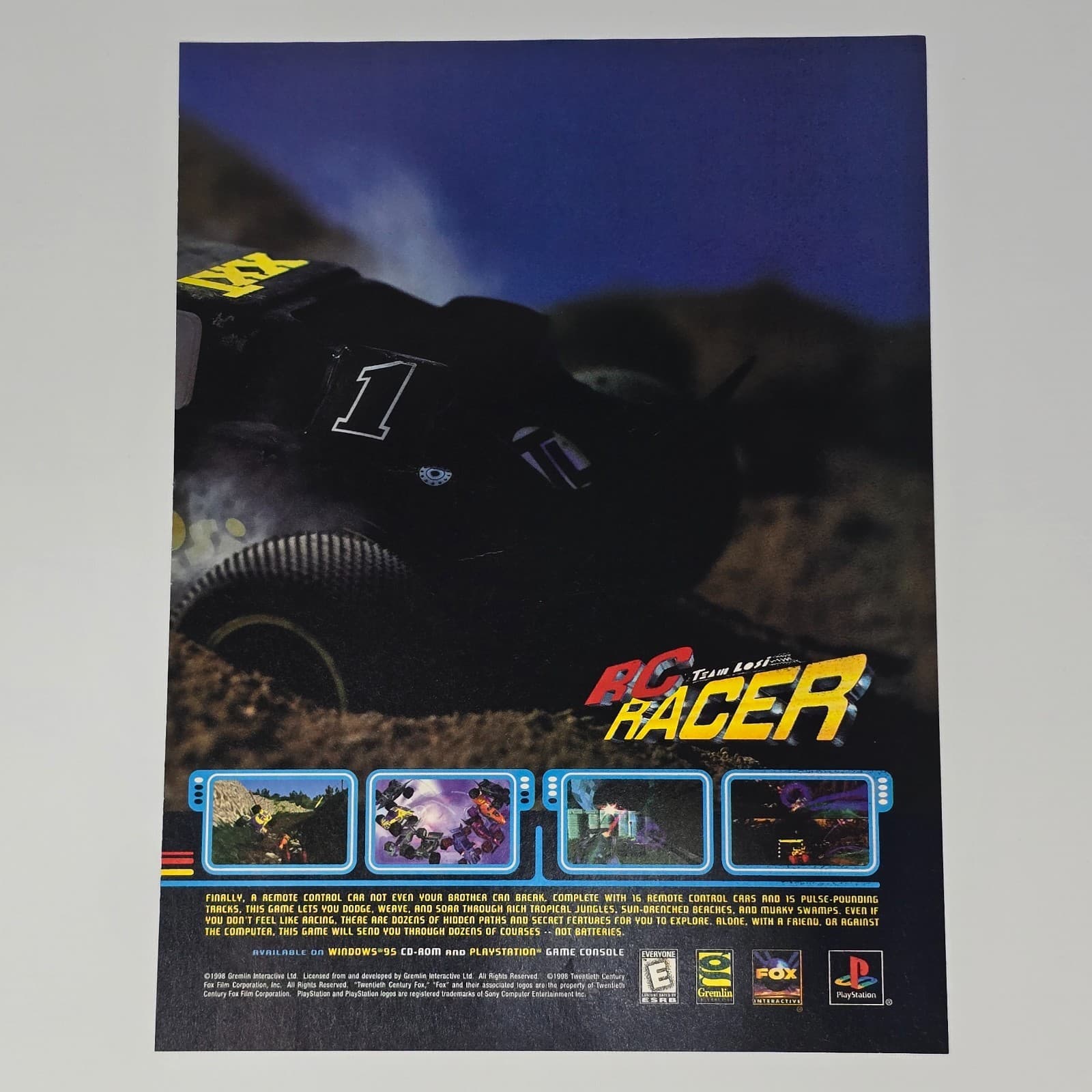 RC Racer Team Losi PlayStation 1 PS1 PC Dig In Print Ad/Poster Promo Art