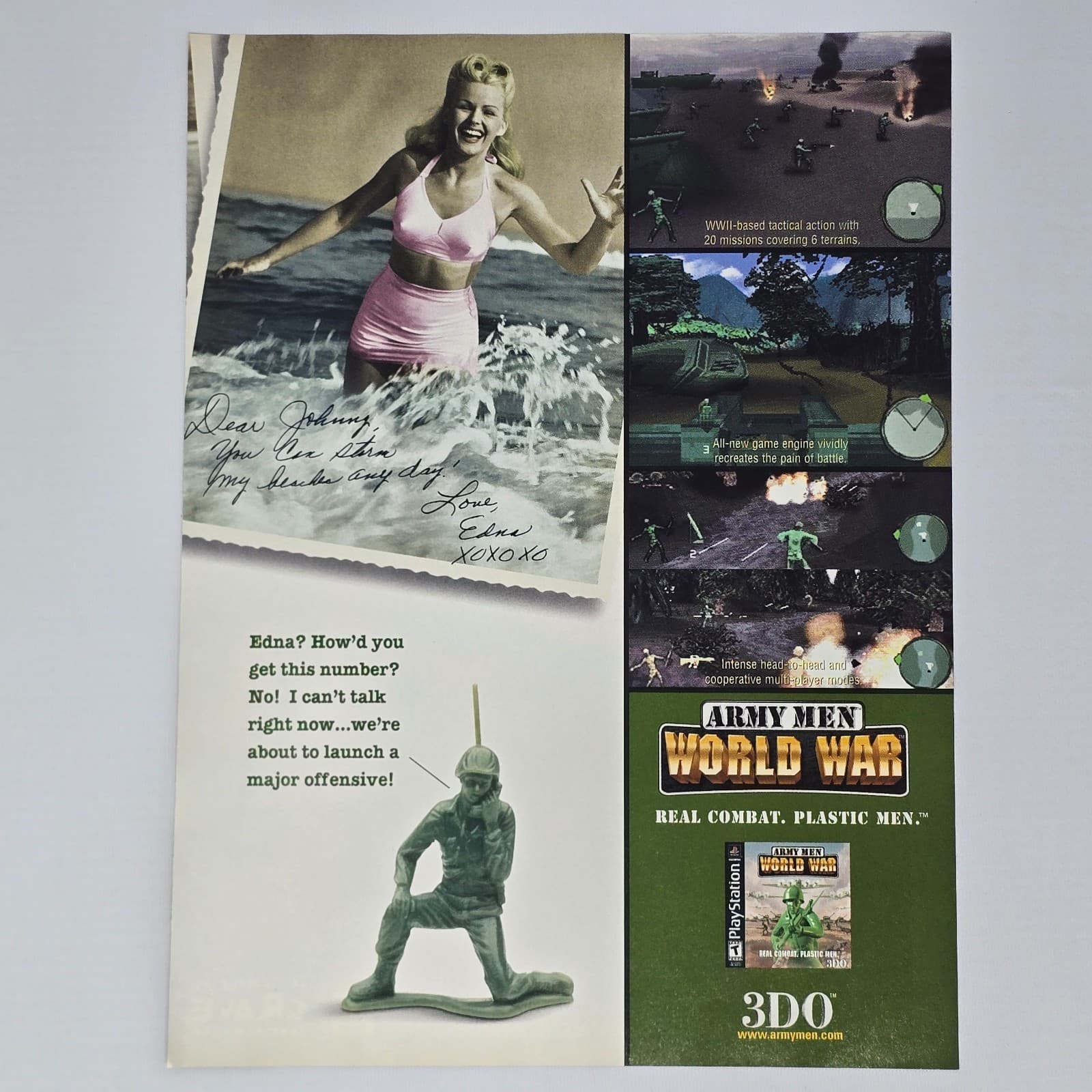 Army Men World War PlayStation 1 PS1 Offensive Print Ad/Poster