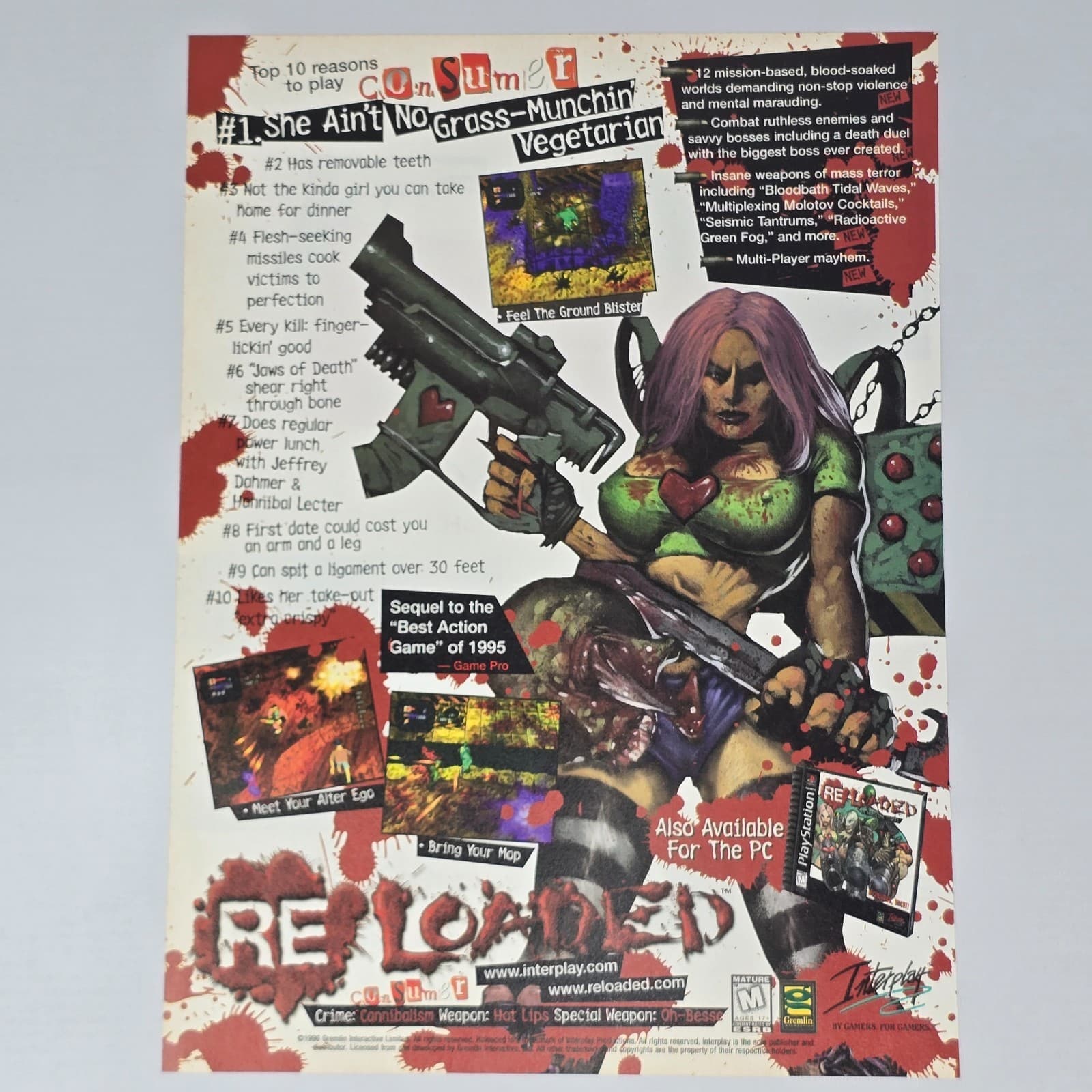 Re Loaded PlayStation 1 PS1 Grass Munchin Print Ad/Poster Promo Art