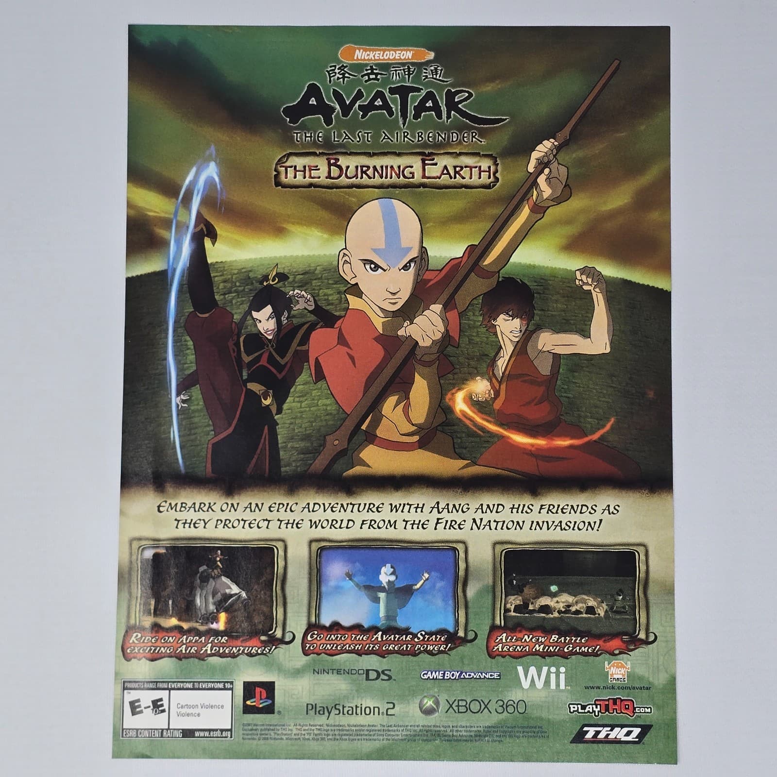 Avatar The Burning Earth PlayStation 2 PS2 Xbox 360 Wii Embark Print Ad/Poster