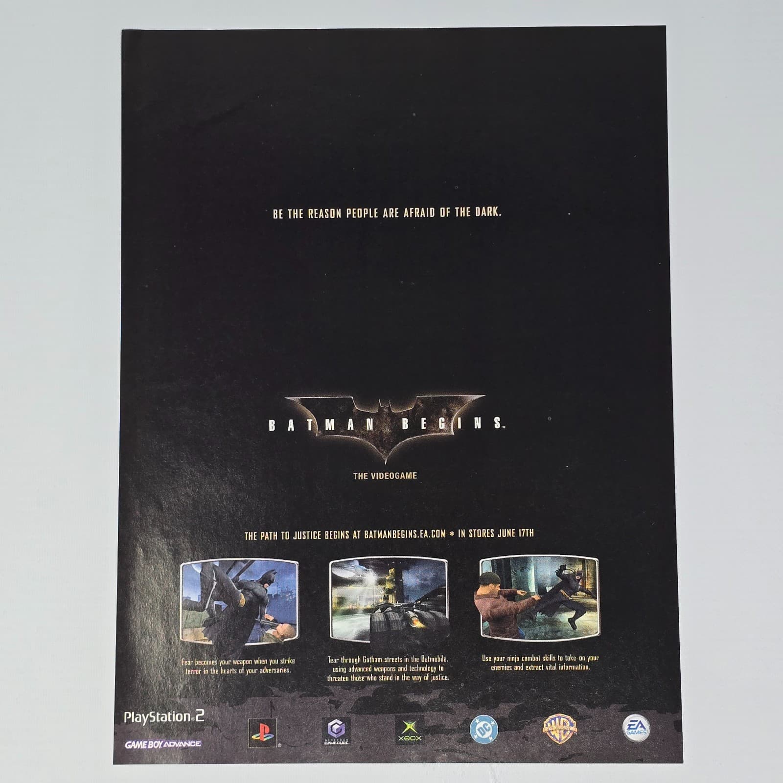 Batman Begins PlayStation 1 PS1 Game Cube Xbox Afraid Print Ad/Poster