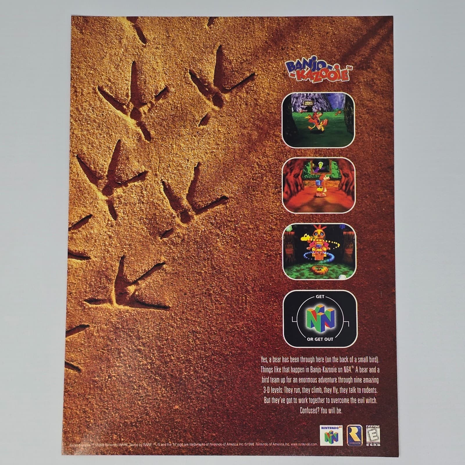Banjo Kazooie Nintendo 64 N64 Bear Print Ad/Poster