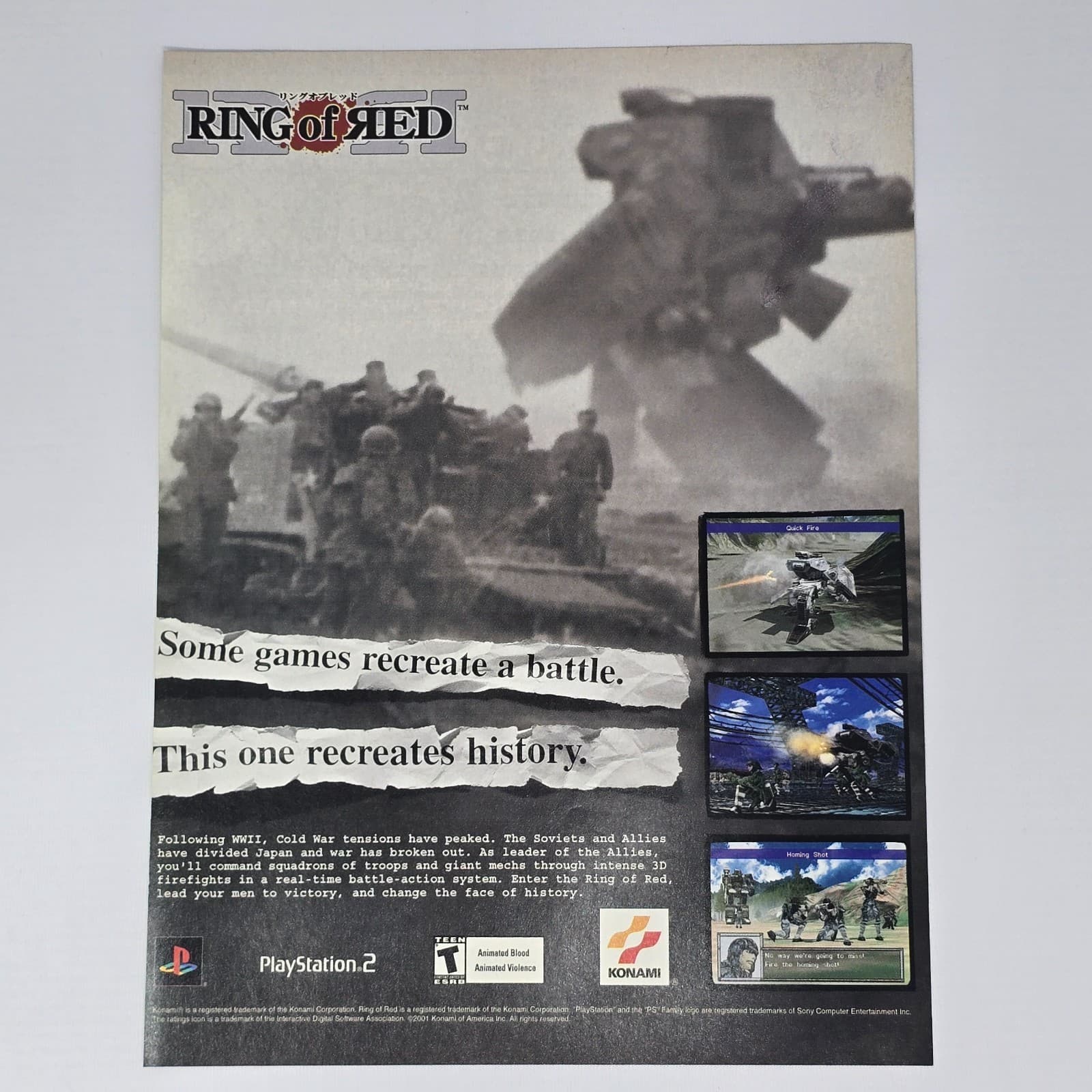 Ring of Red PlayStation 2 PS2 Recreate History Print Ad/Poster Promo Art