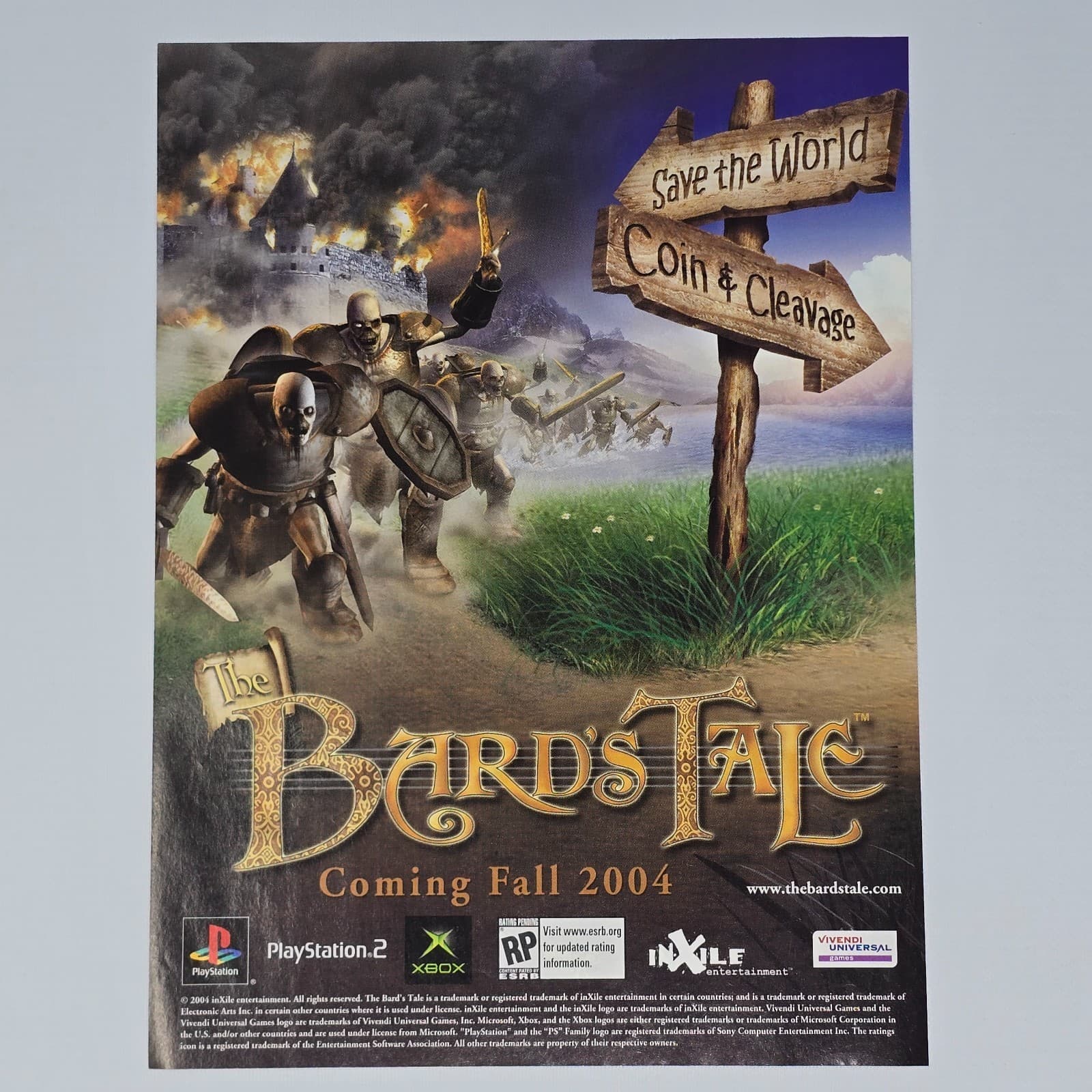 The Bard's Tale Xbox PlayStation 2 PS2 Coin Print Ad/Poster