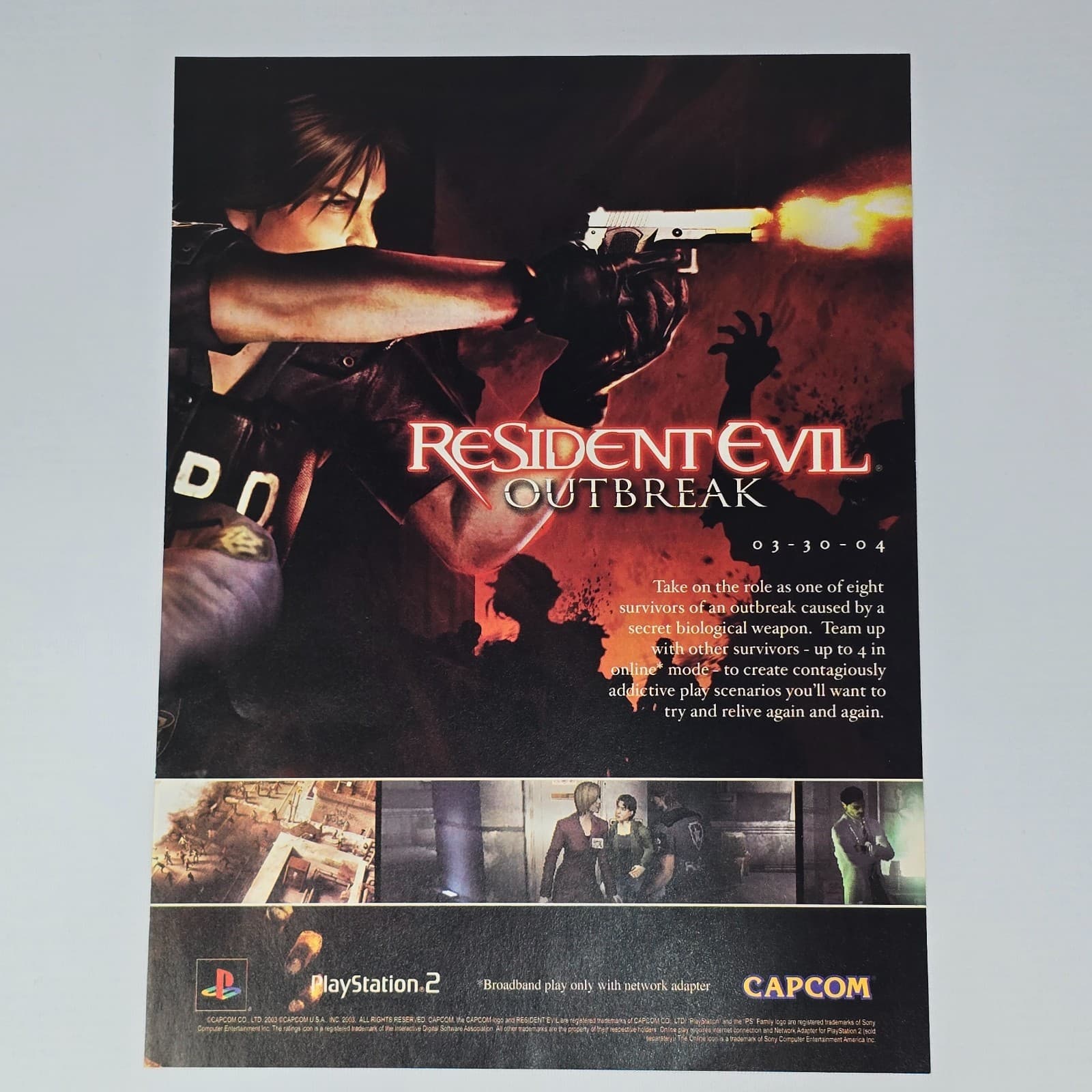 Resident Evil Outbreak PlayStation 2 PS2 Survivors Print Ad/Poster Promo Art
