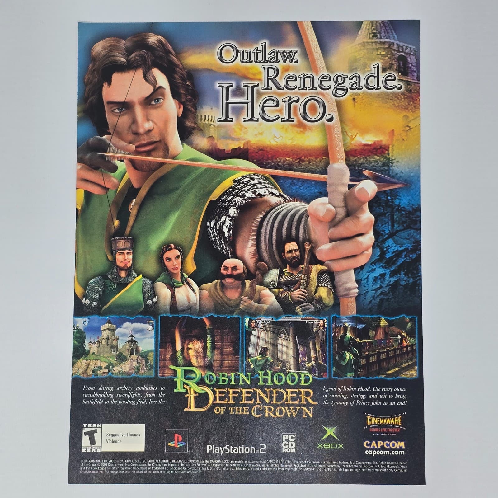 Robin Hood Defender of the Crown Ps2 Xbox PC Hero Print Ad/Poster Promo Art