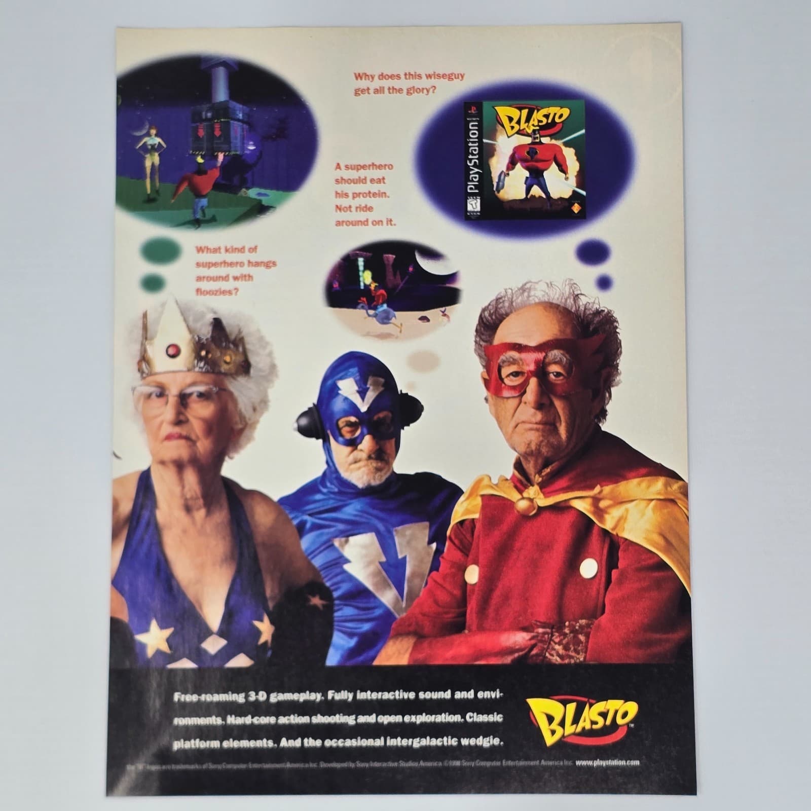 Blasto PlayStation 1 PS1 Wiseguy Print Ad/Poster