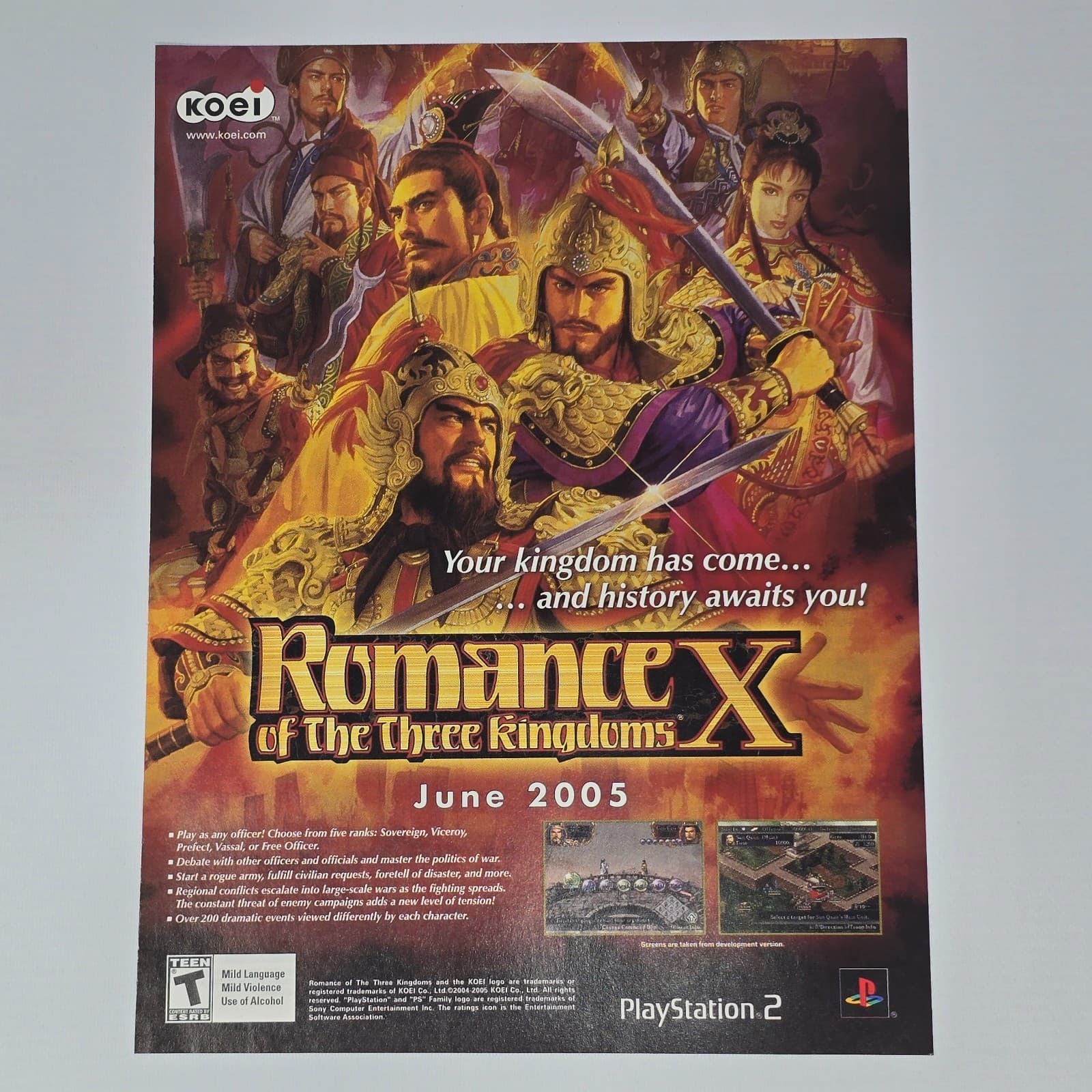 Romance of the Three Kingdoms X 10 PS2 2005 Print Ad/Poster Promo Art