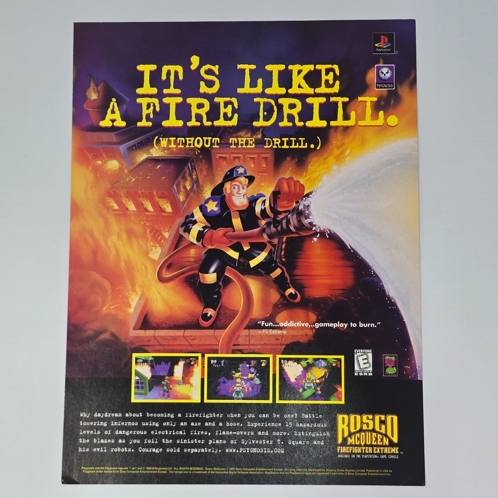 Rosco McQueen Firefighter Extreme PS1 Fire Drill Print Ad/Poster Promo Art