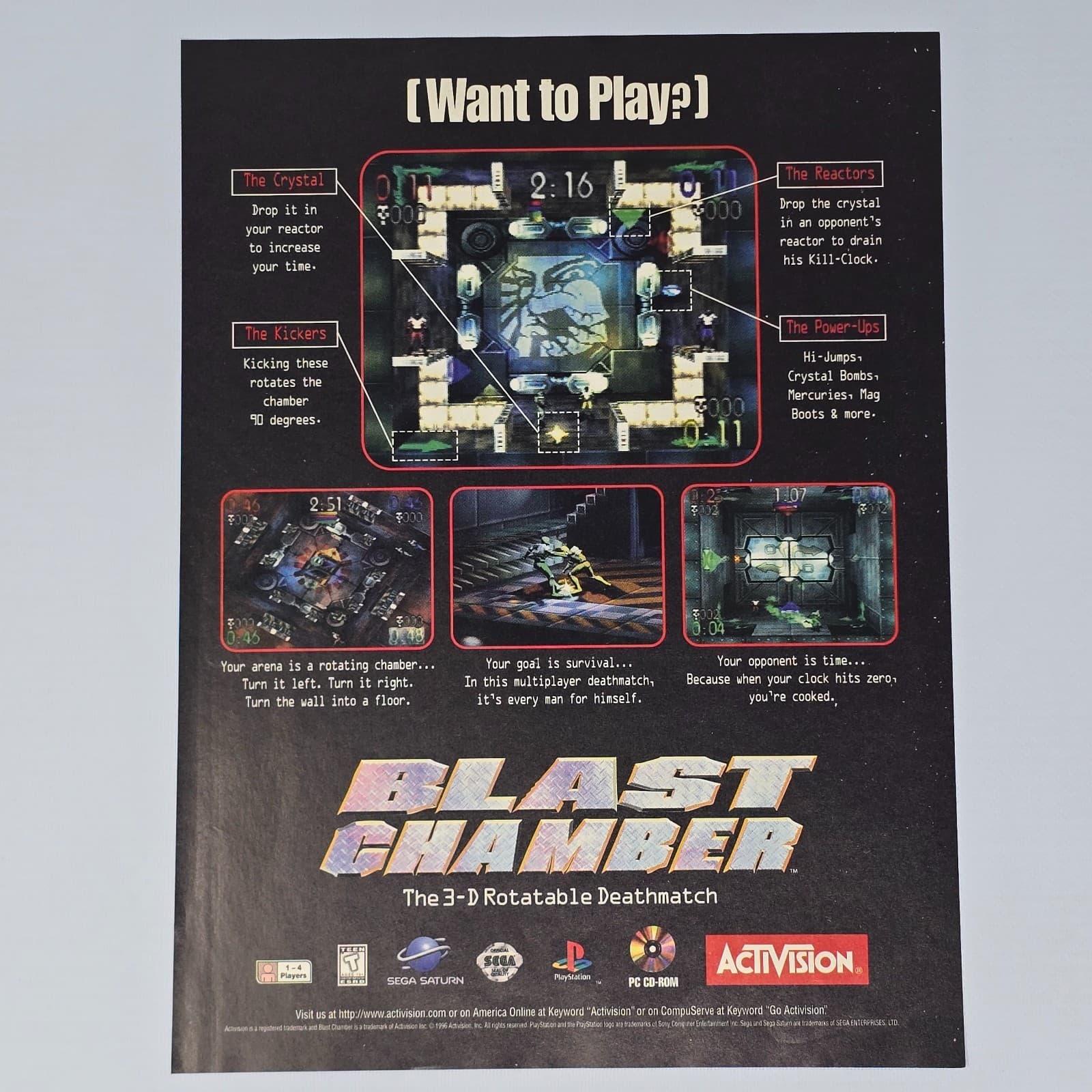 Blast Chamber Sega Saturn PlayStation 1 PS1 PC Want To Play? Print Ad/Poster