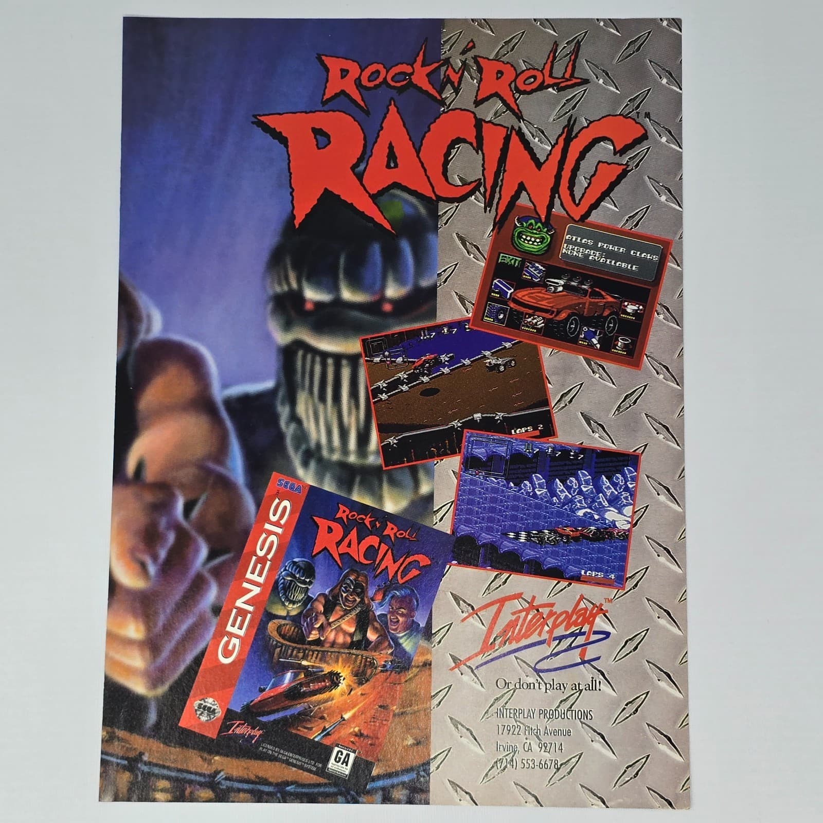 Rock N Roll Racing Sega Genesis Screens Print Ad/Poster Promo Art