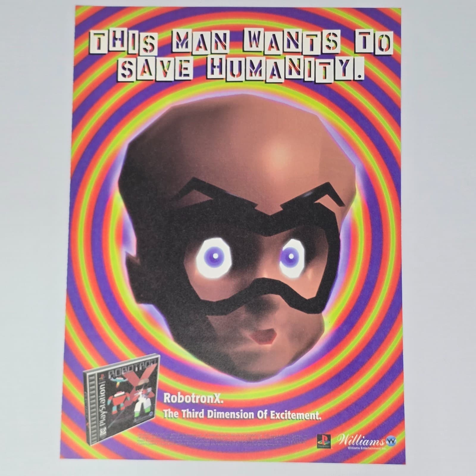 Robotron X PlayStation 1 PS1 Save Humanity Print Ad/Poster Promo Art