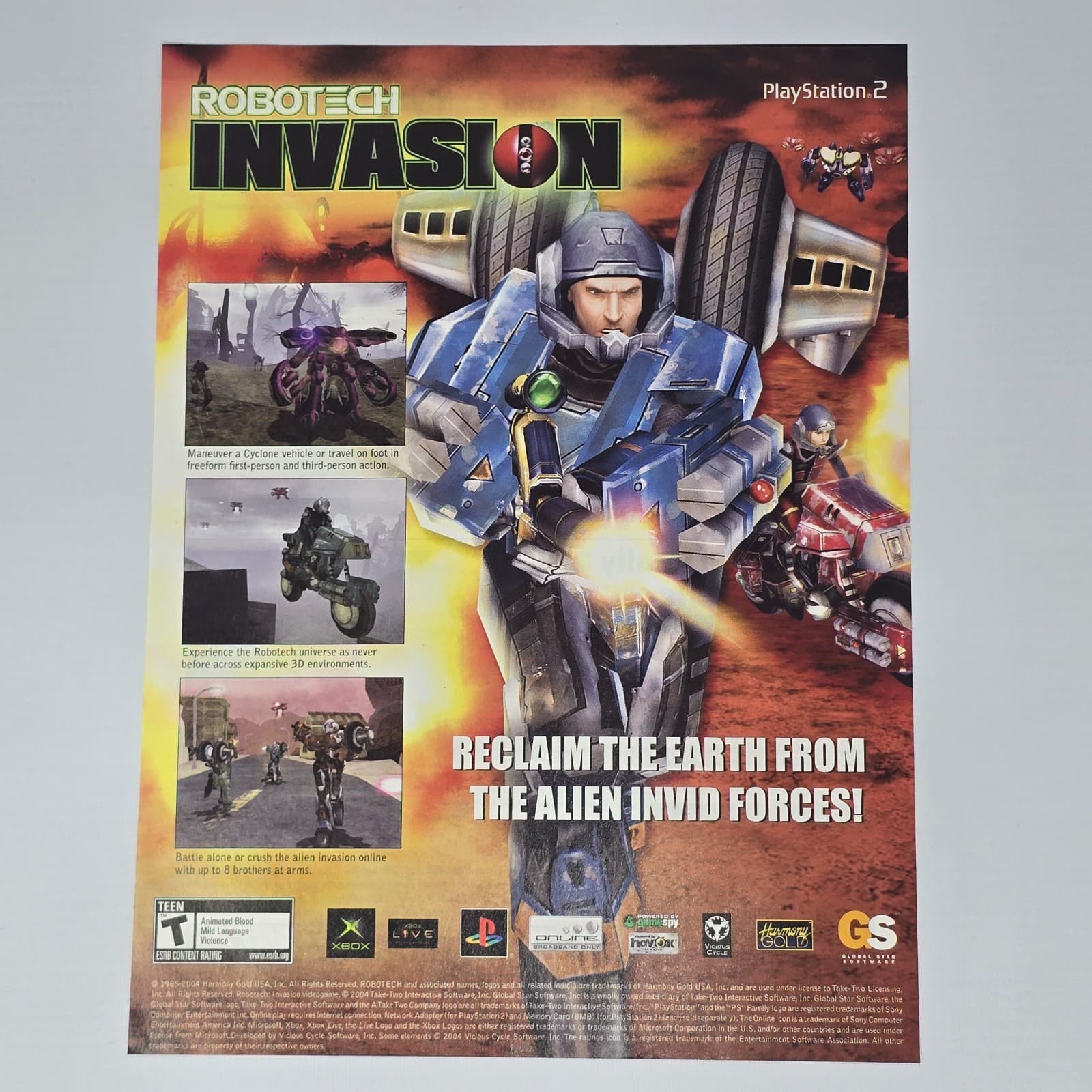Robotech Invasion Xbox PlayStation 2 PS2 Reclaim Earth Print Ad/Poster Promo Art
