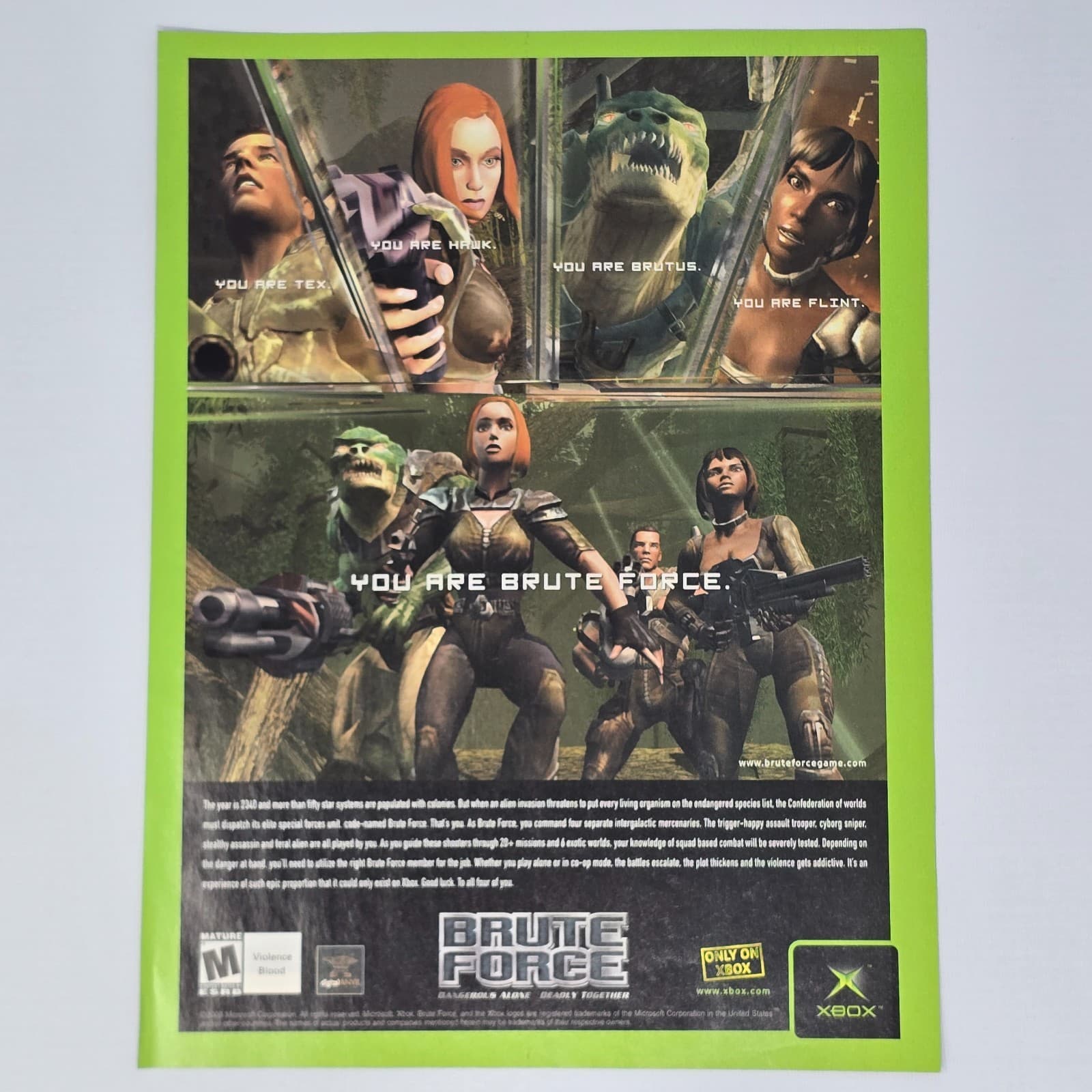Brute Force Dangerous Alone Xbox Flint Print Ad/Poster