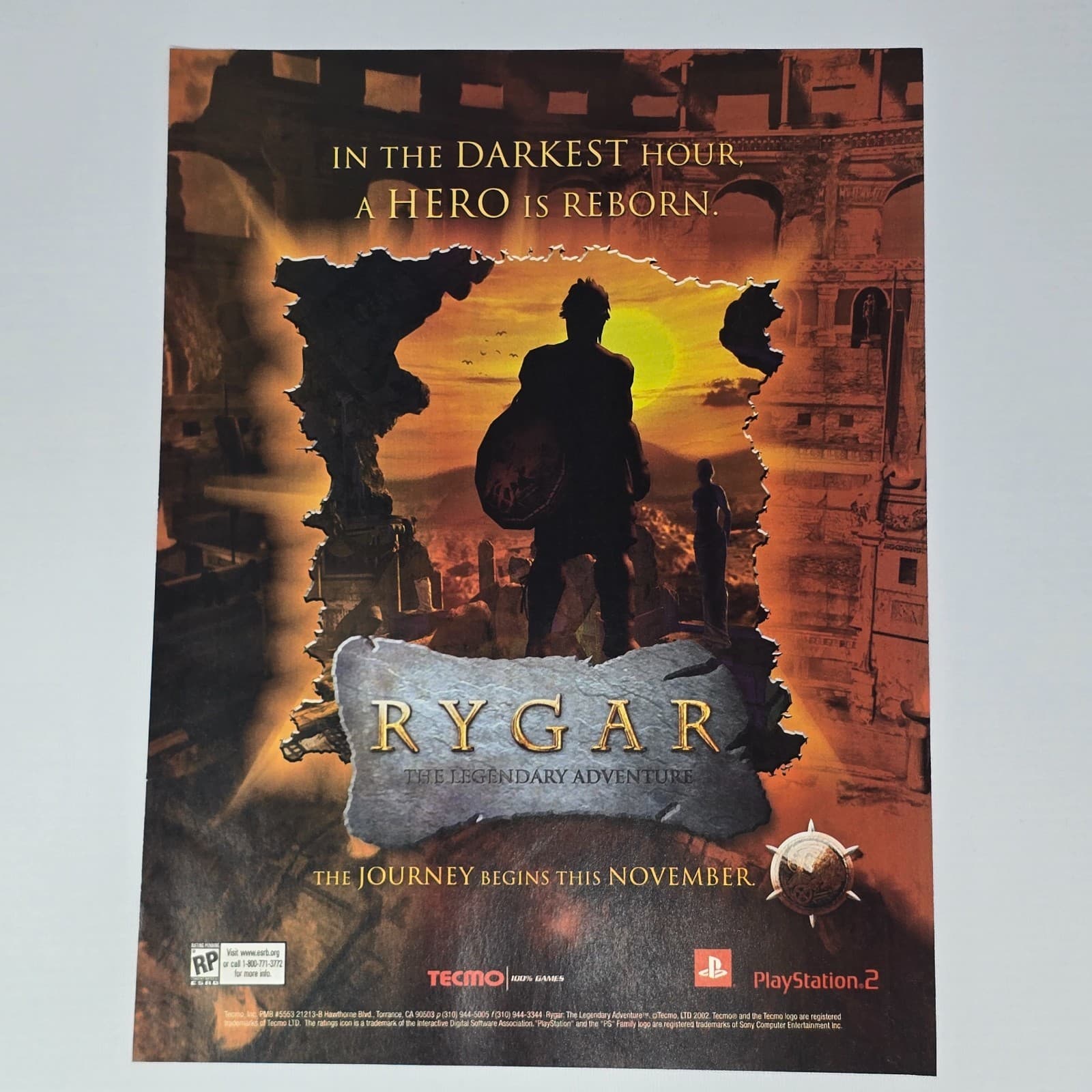 Rygar The Legendary Adventure PlayStation 2 PS2 Hero Print Ad/Poster Promo Art