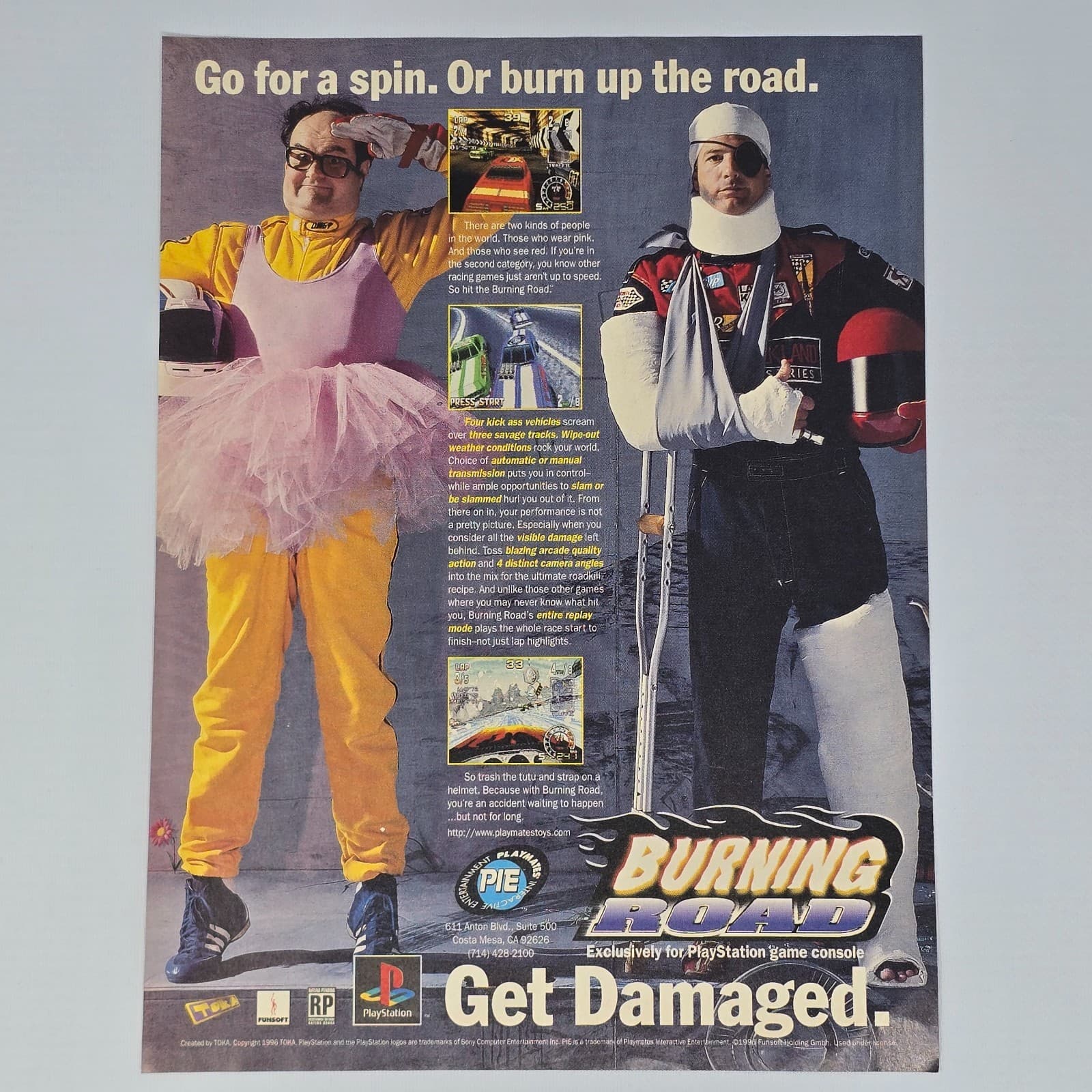 Burning Road PlayStation 1 PS1 Get Damaged Print Ad/Poster