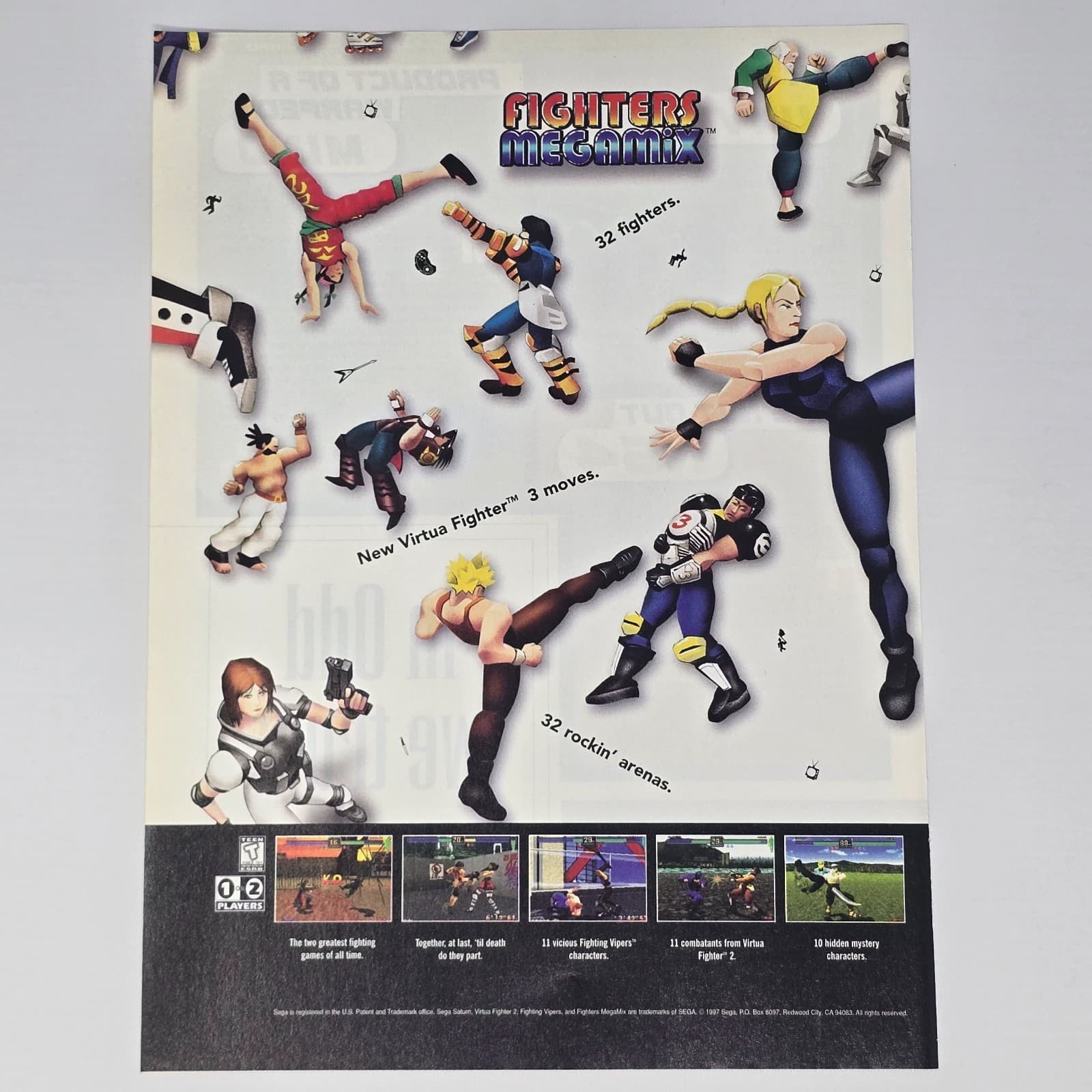 Fighters MegaMix Sega Saturn Rockin Print Ad/Poster Promo Art