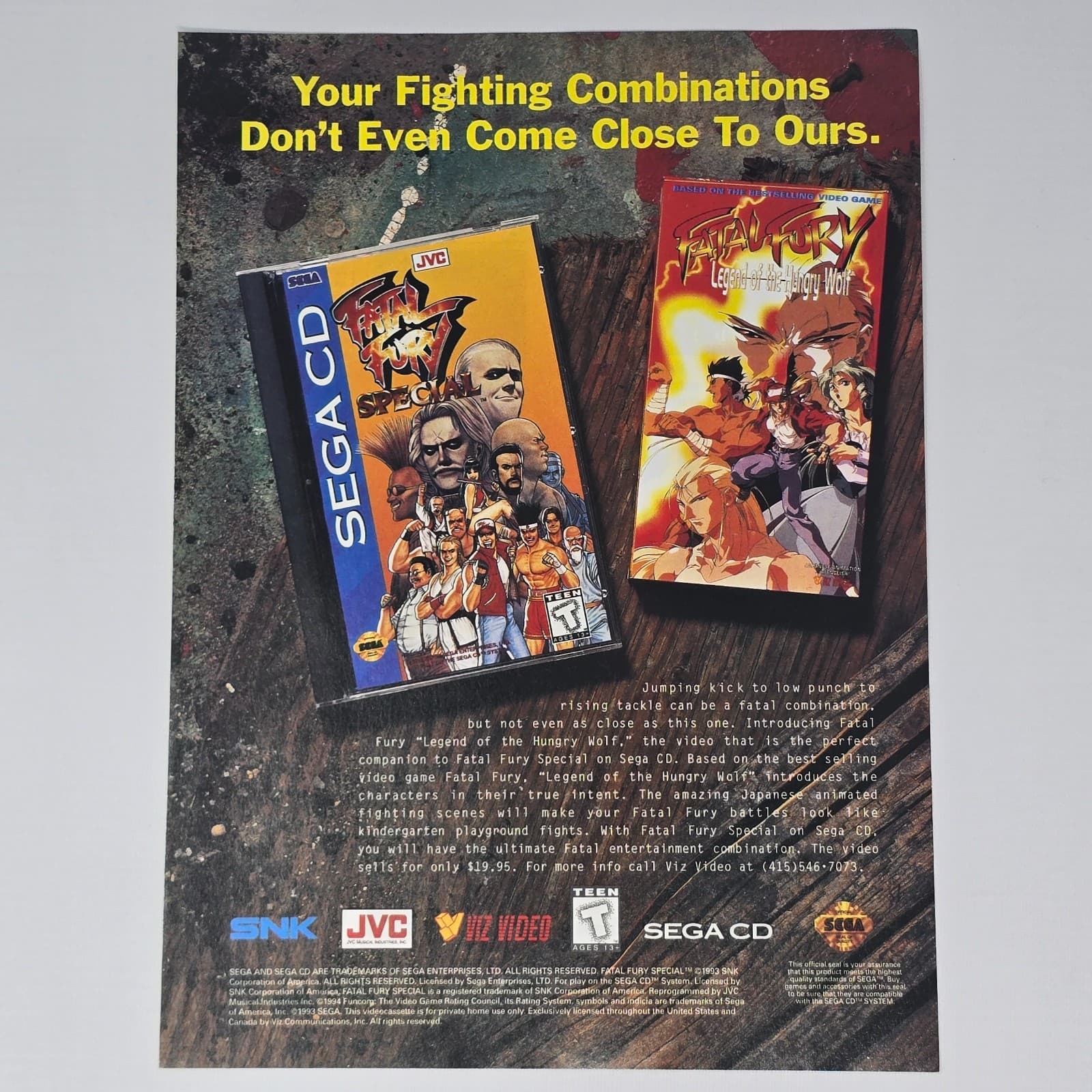 Fatal Fury Special Sega CD Genesis Combinations Print Ad/Poster Promo Art