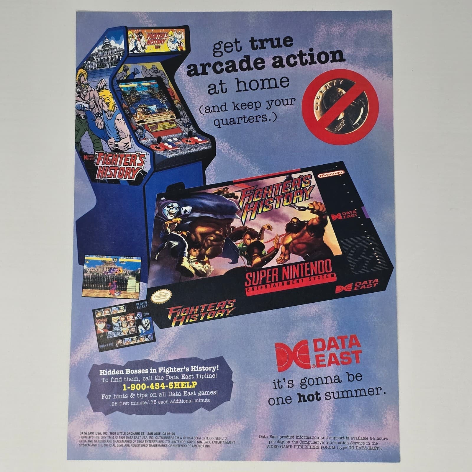 Fighter's History Super Nintendo SNES Arcade Action Print Ad/Poster Promo Art