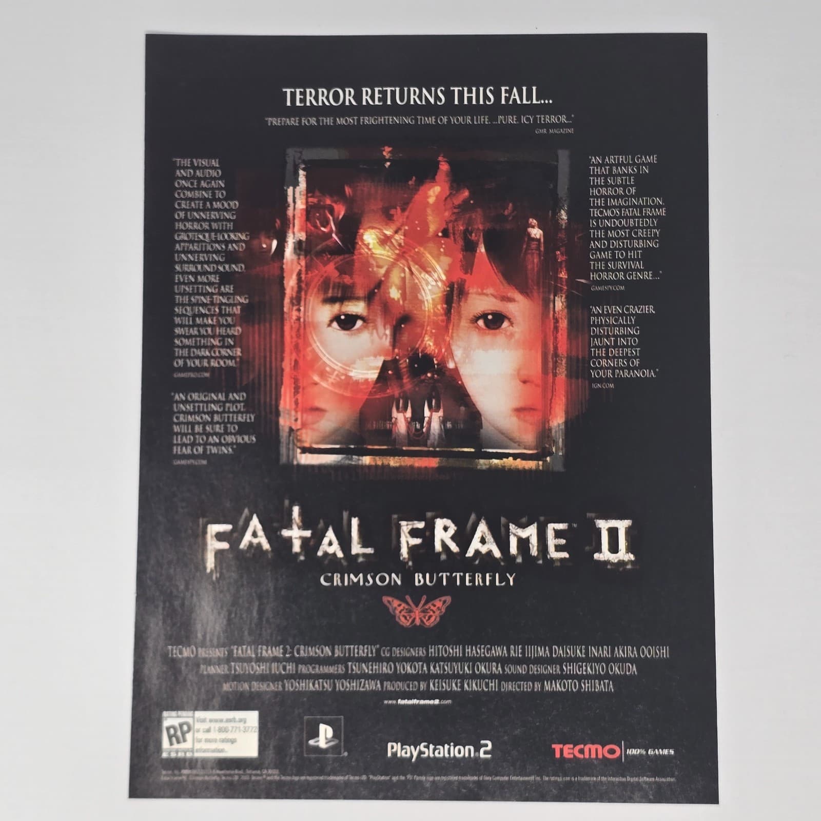 Fatal Frame II 2 Crimson Butterfly PlayStation 2 PS2 Print Ad/Poster Promo Art