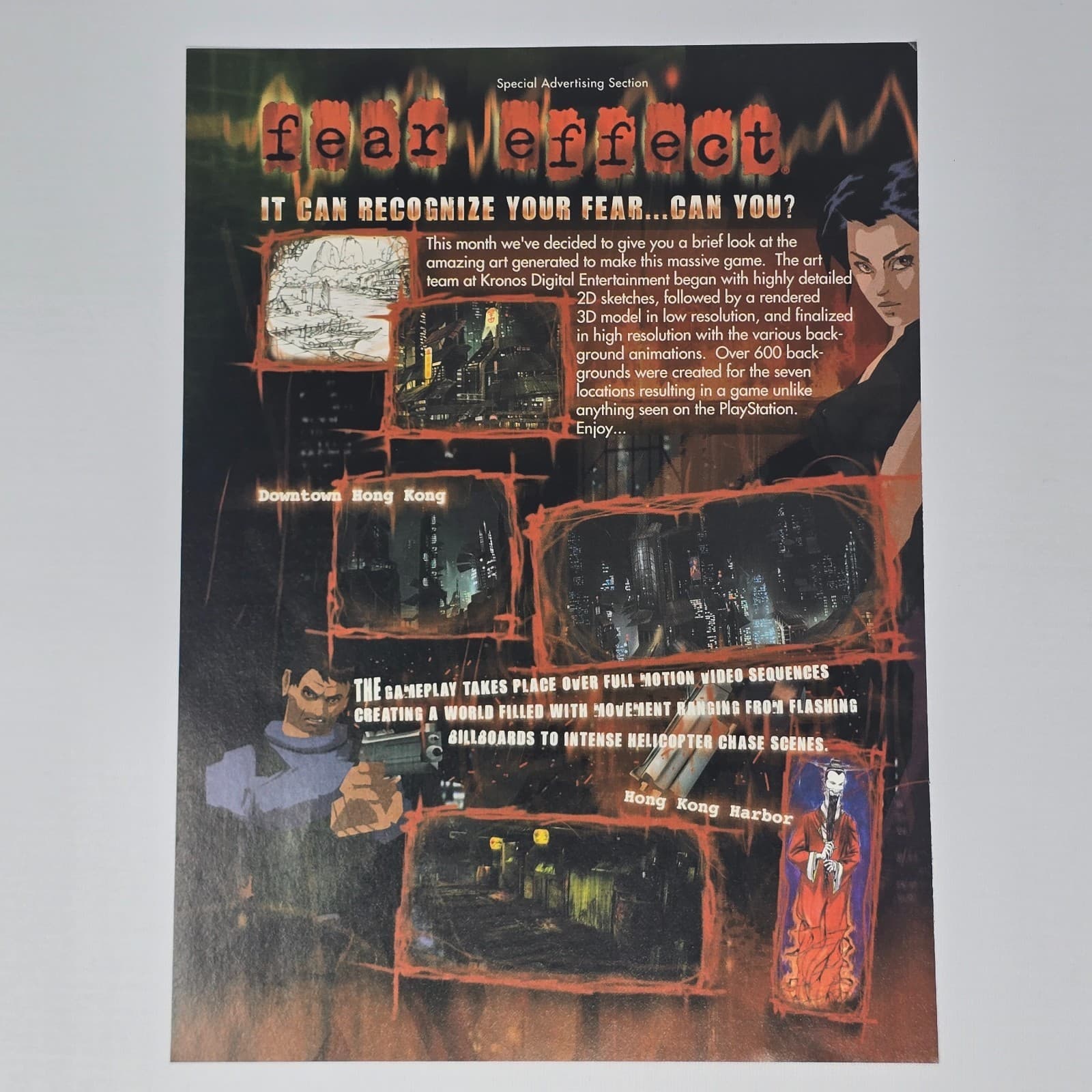 Fear Effect PlayStation 1 PS1 Recognize Print Ad/Poster Promo Art