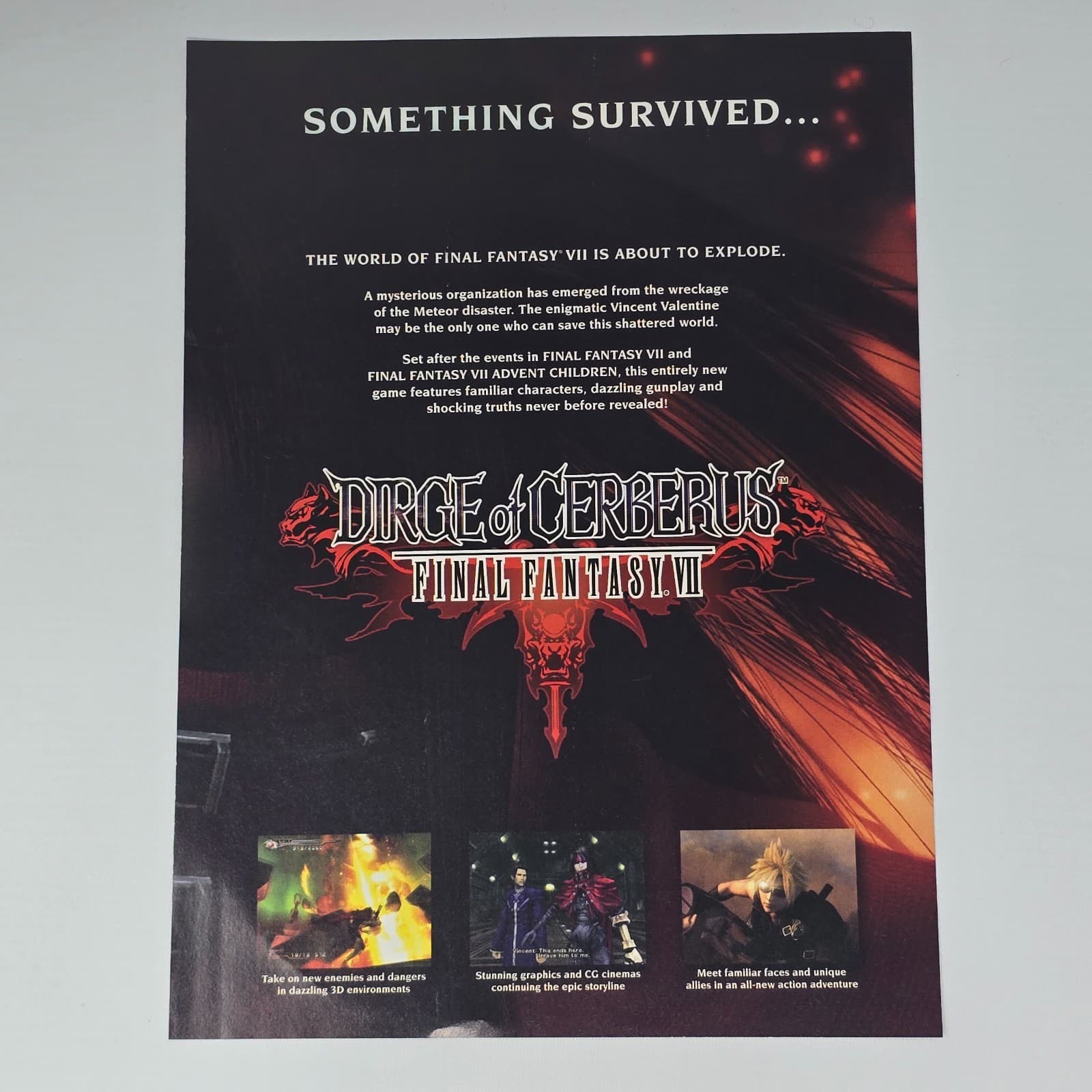 Final Fantasy VII: Dirge of Cerberus PlayStation 2 PS2 Print Ad/Poster Promo Art