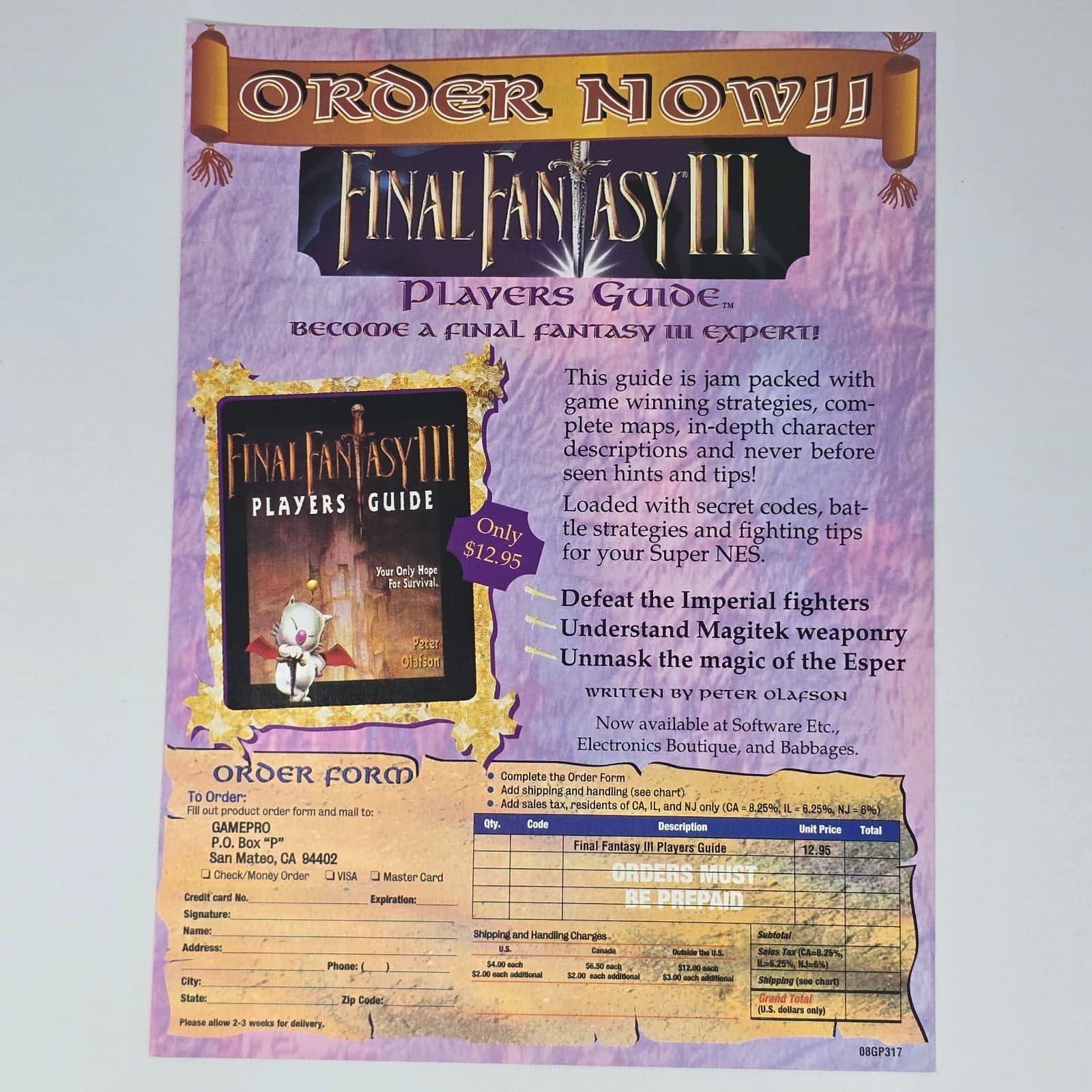 Final Fantasy III 3 Super Nintendo SNES Expert Print Ad/Poster Promo Art