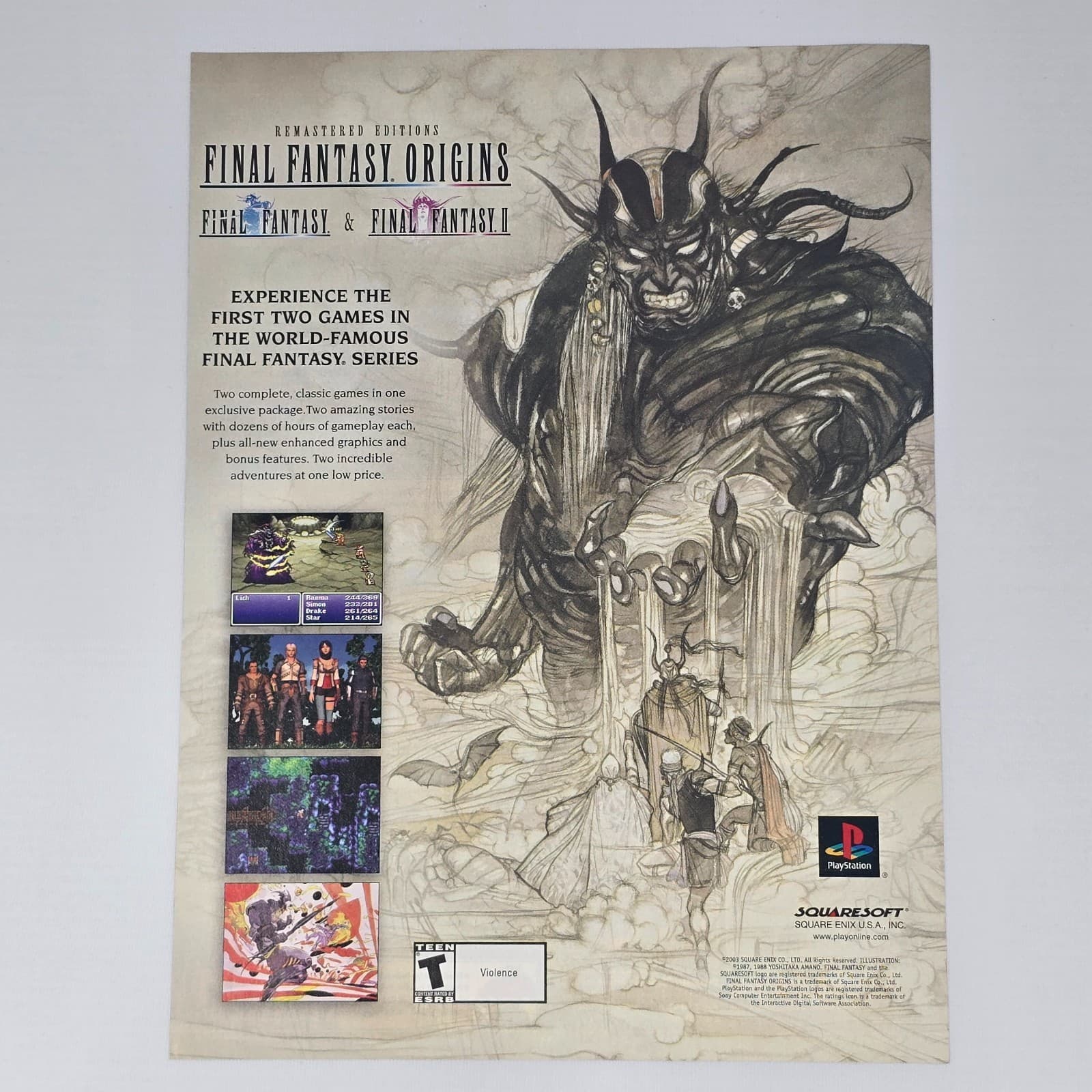 Final Fantasy Origins PlayStation 1 PS1 Remastered Print Ad/Poster Promo Art
