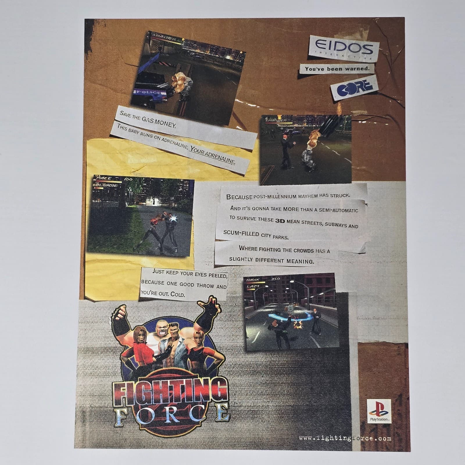 Fighting Force PlayStation 1 PS1 Adrenaline Print Ad/Poster Promo Art
