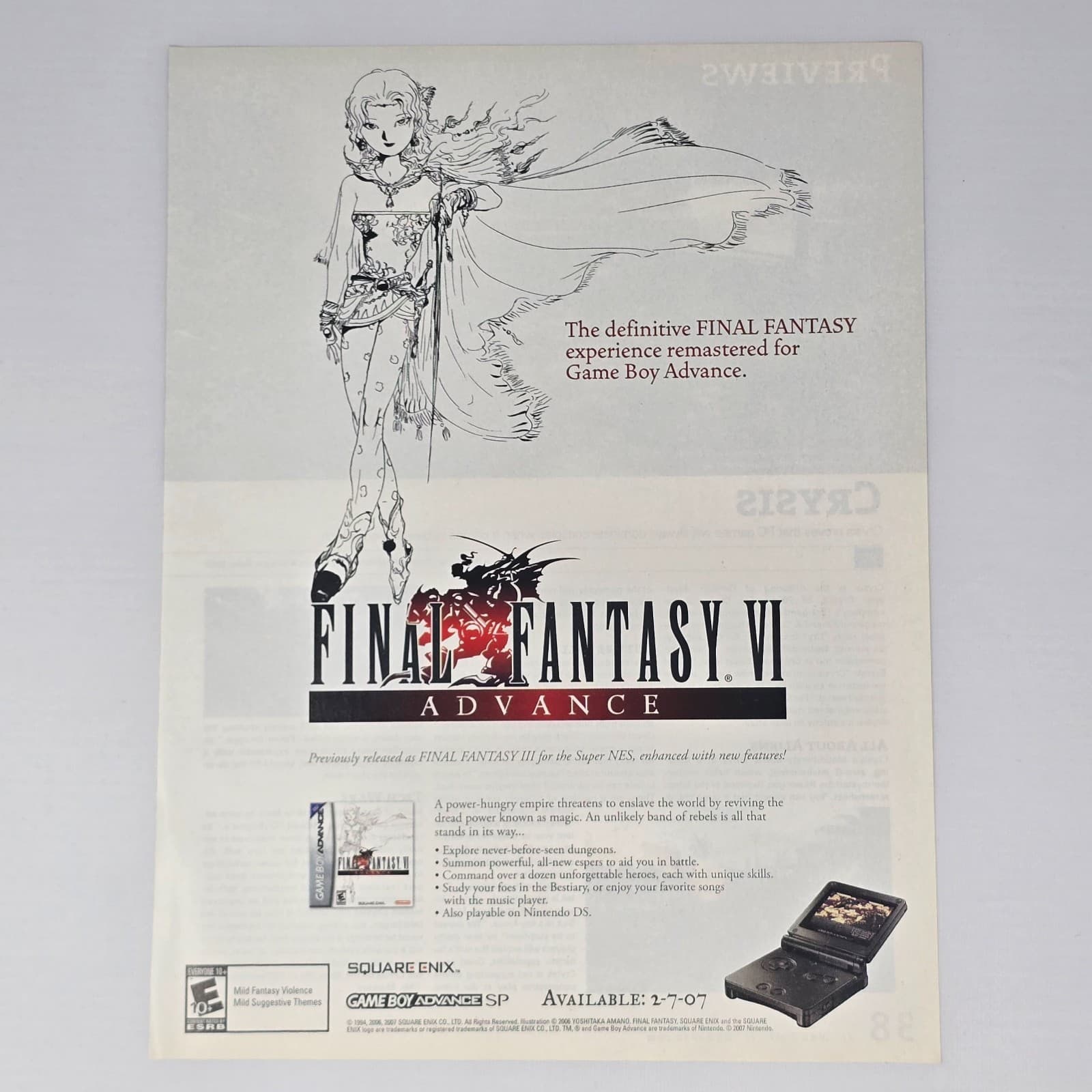 Final Fantasy VI 6 Advance GameBoy Advance Remastered Print Ad/Poster Promo Art