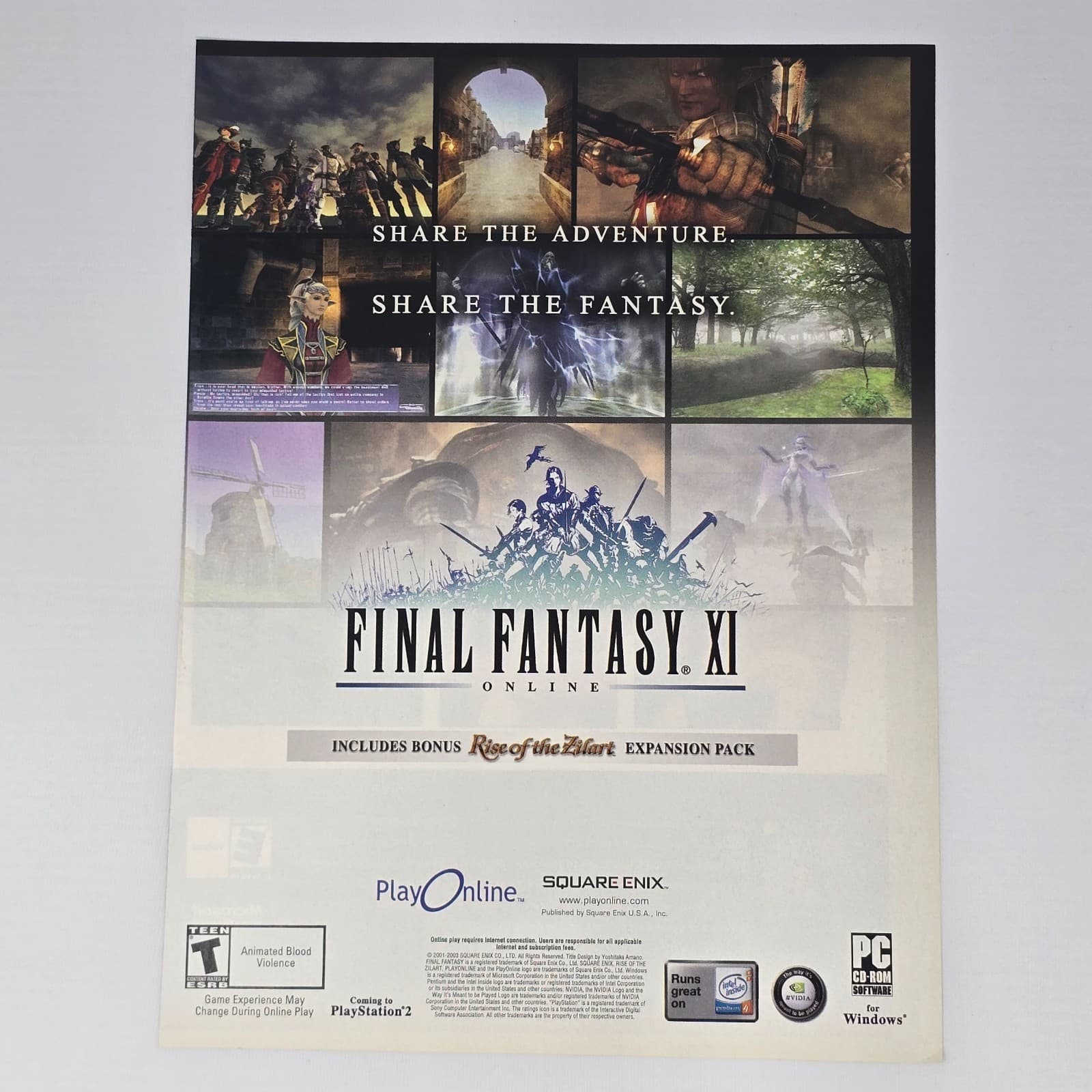 Final Fantasy XI Online PlayStation 2 PS2 PC Adventure Print Ad/Poster Promo Art