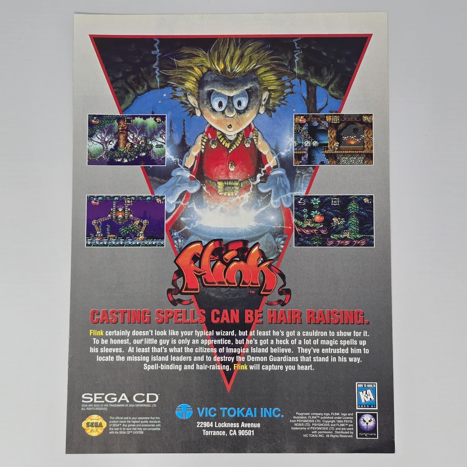 Flink Sega CD Genesis Casting Spells Print Ad/Poster Promo Art