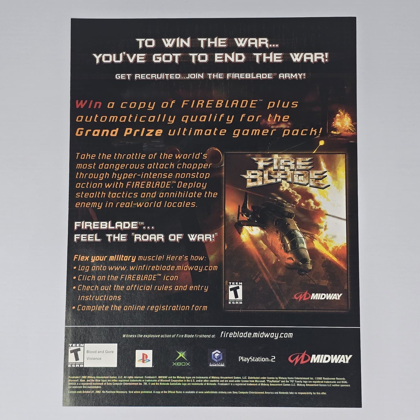 Fire Blade Xbox PlayStation 2 PS2 GameCube Win the War Print Ad/Poster Promo Art