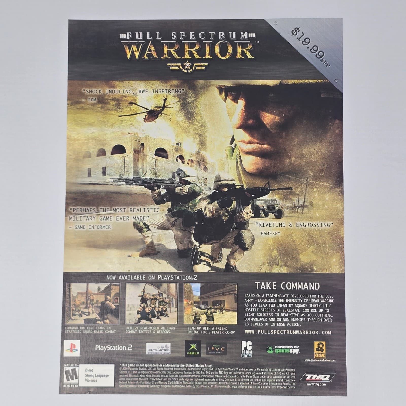 Full Spectrum Warrior PS2 Xbox PC Take Command Print Ad/Poster Promo Art