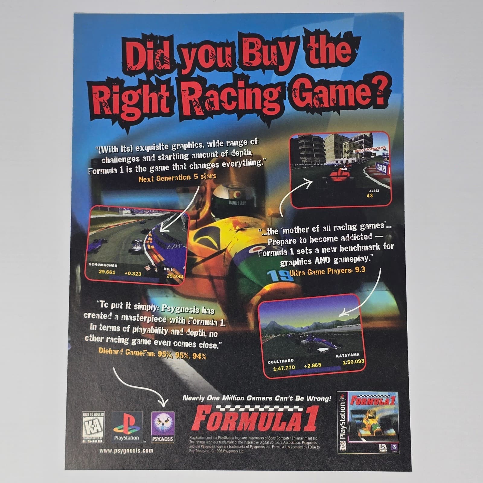 Formula 1 PlayStation 1 PS1 Did You Print Ad/Poster Promo Art