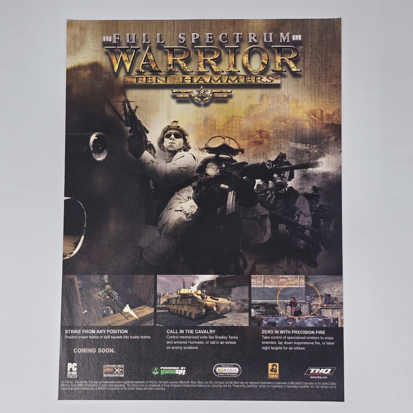 Full Spectrum Warrior Ten Hammers PS2 Xbox PC Cavalry Print Ad/Poster Promo Art
