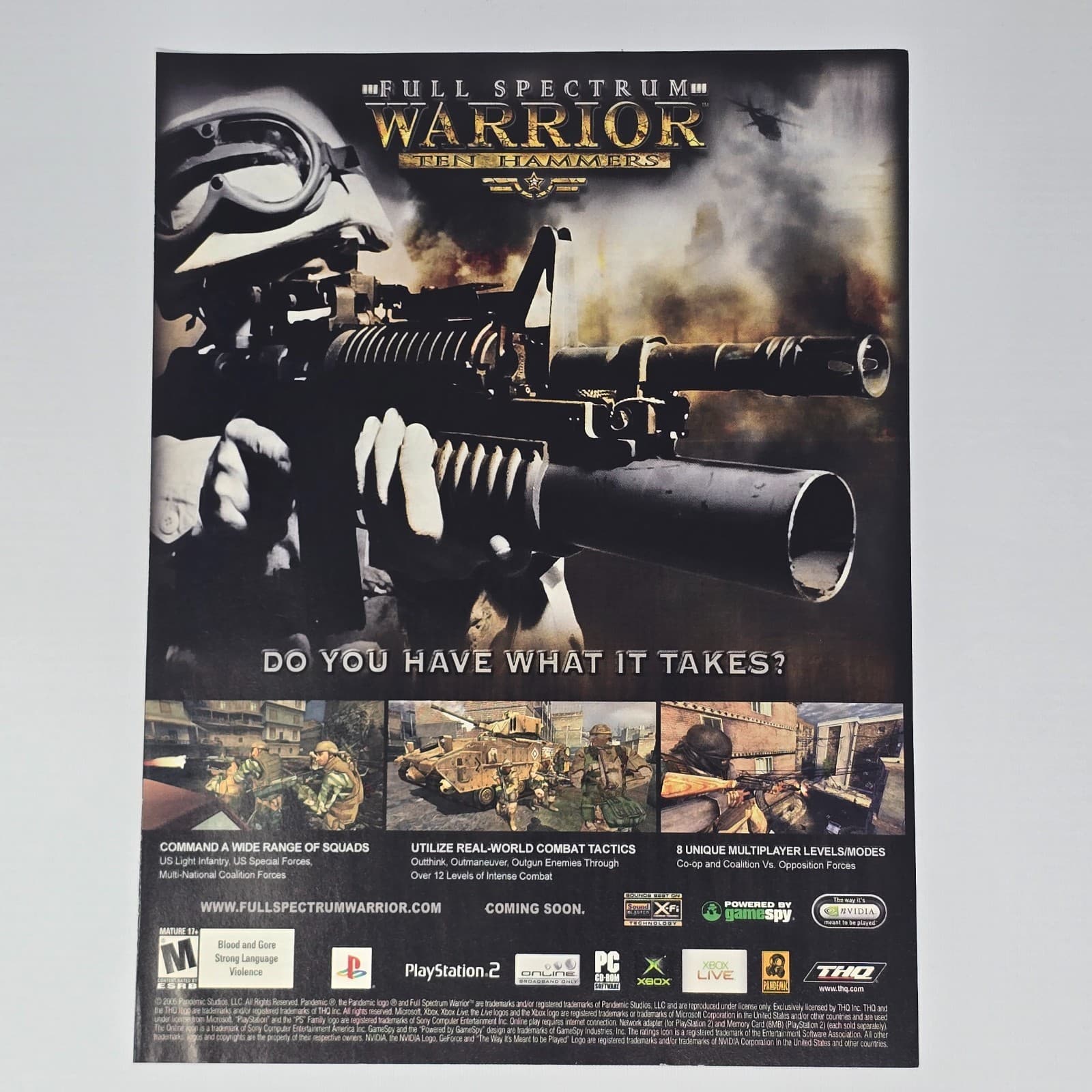 Full Spectrum Warrior Ten Hammers PS2 Xbox PC Squads Print Ad/Poster Promo Art