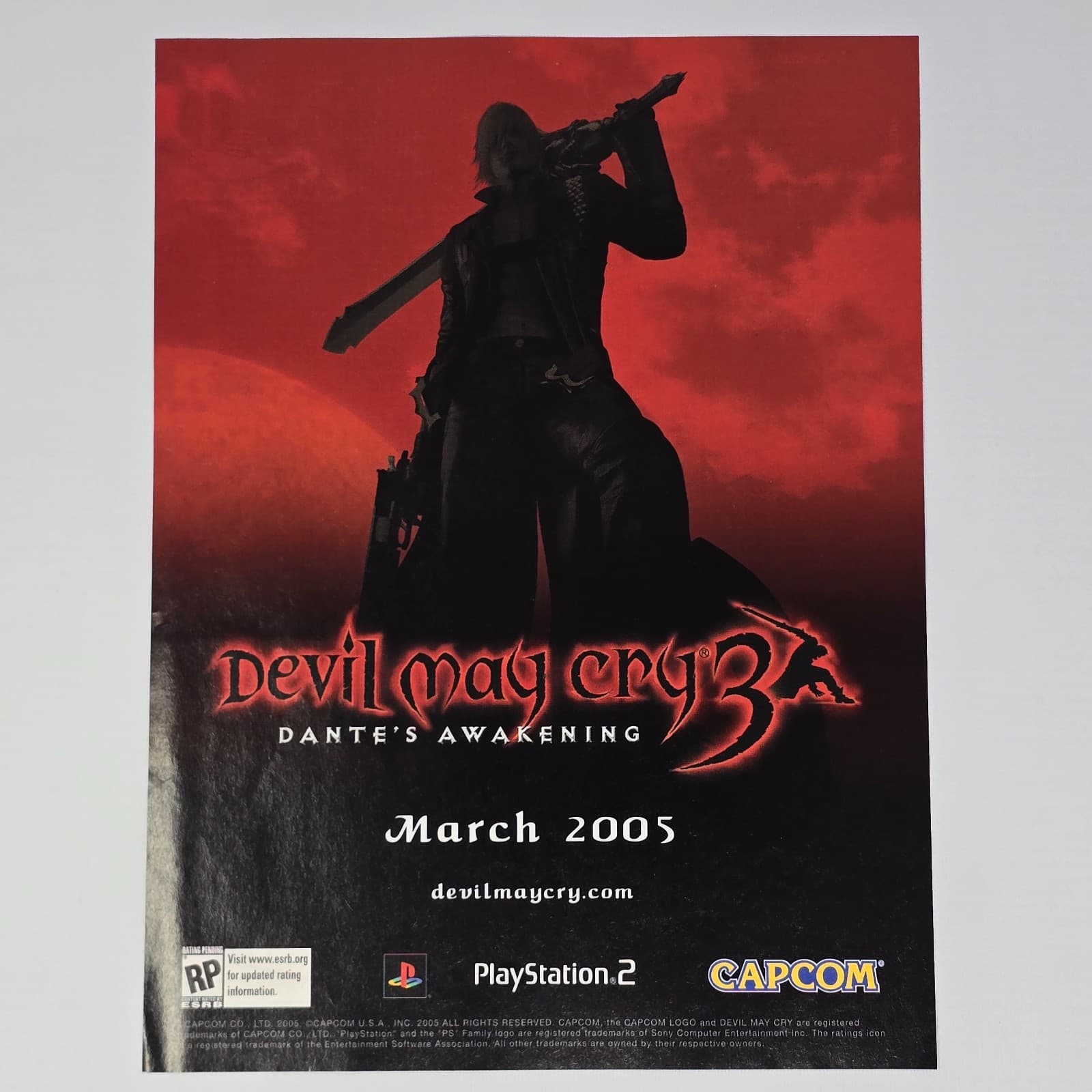 Devil May Cry 3 Dante's Awakening PlayStation 2 PS2 March Printer Ad/Poster