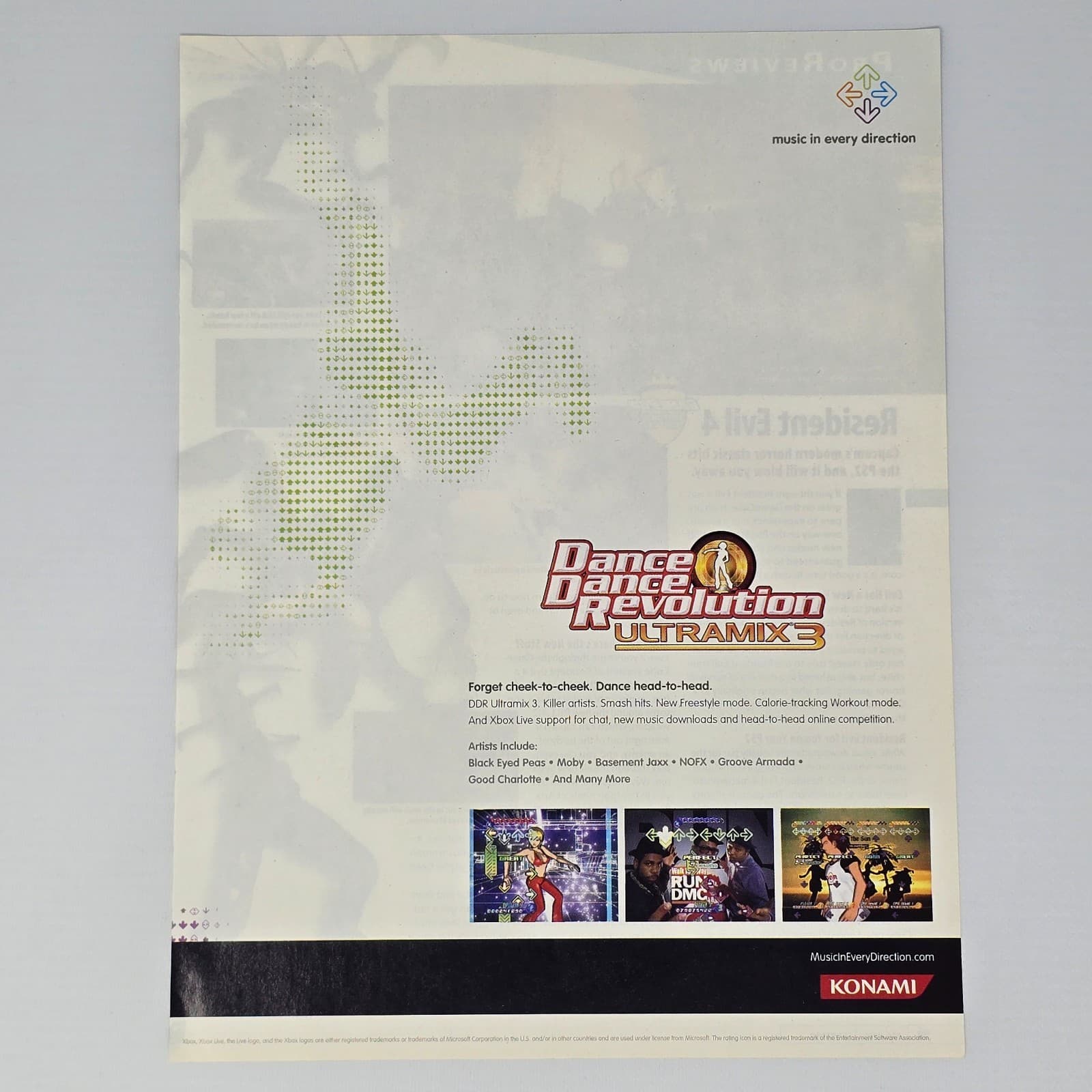 Dance Dance Revolution Ultramix 3 Xbox Head To Head Print Ad/Poster